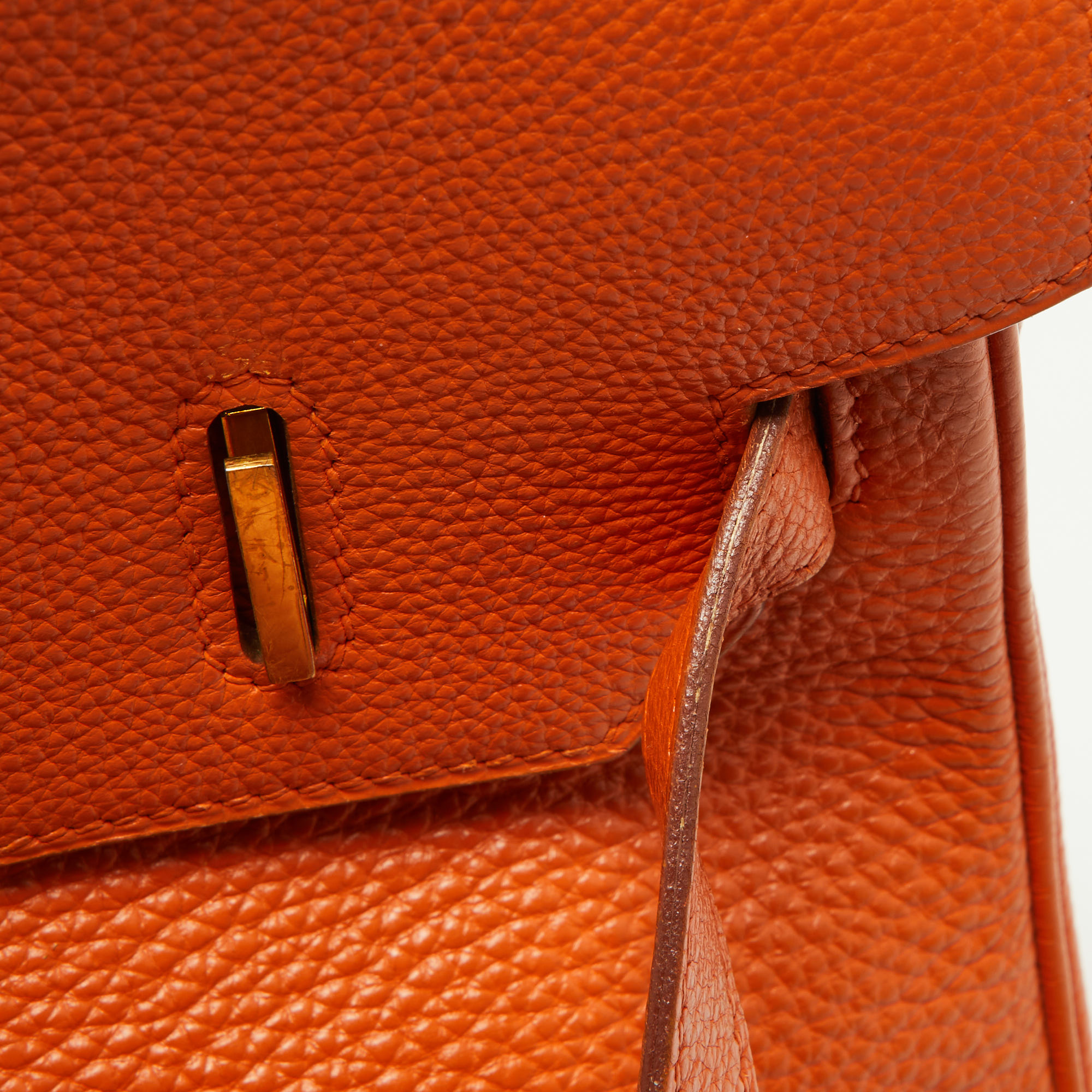 Hermes Orange Togo Leather Gold Hardware HAC Birkin 32 Bag