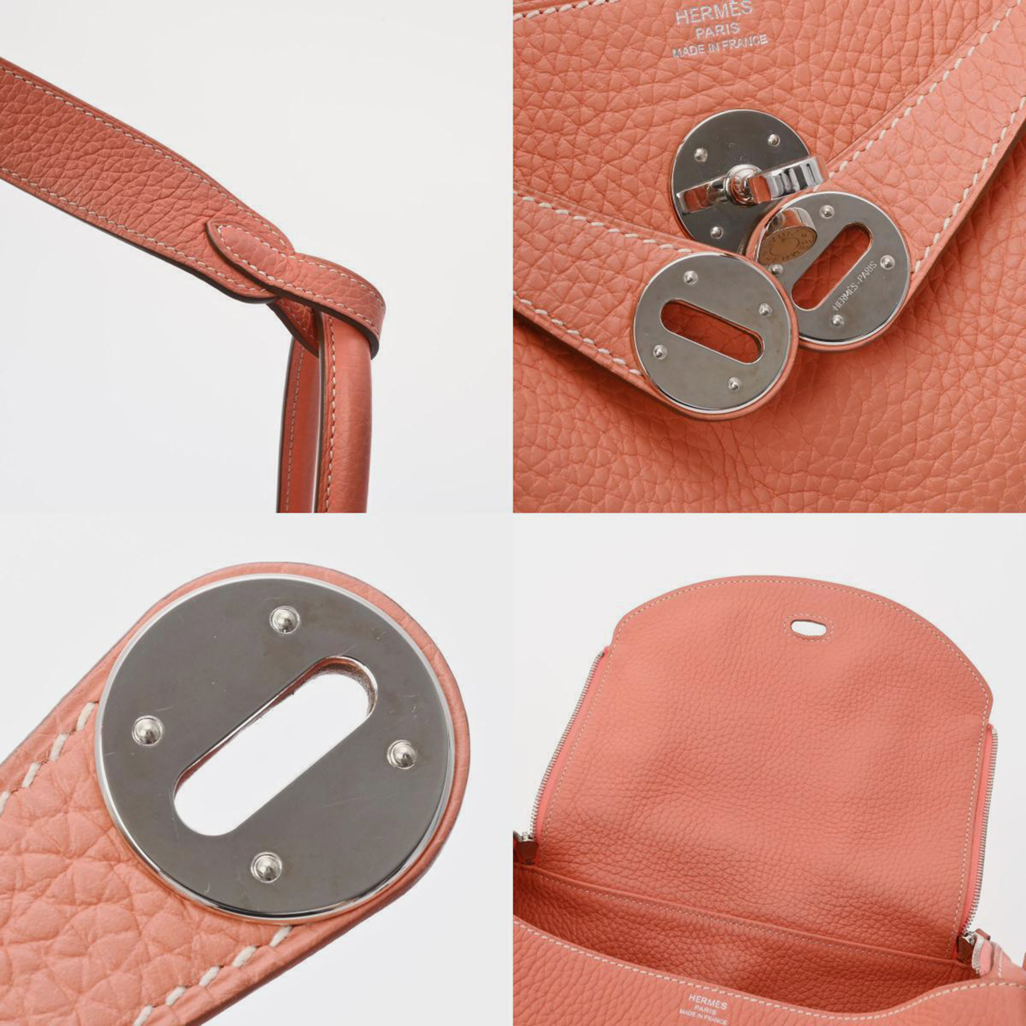 Hermes Pink Clemence Leather Lindy 26 Shoulder Bag
