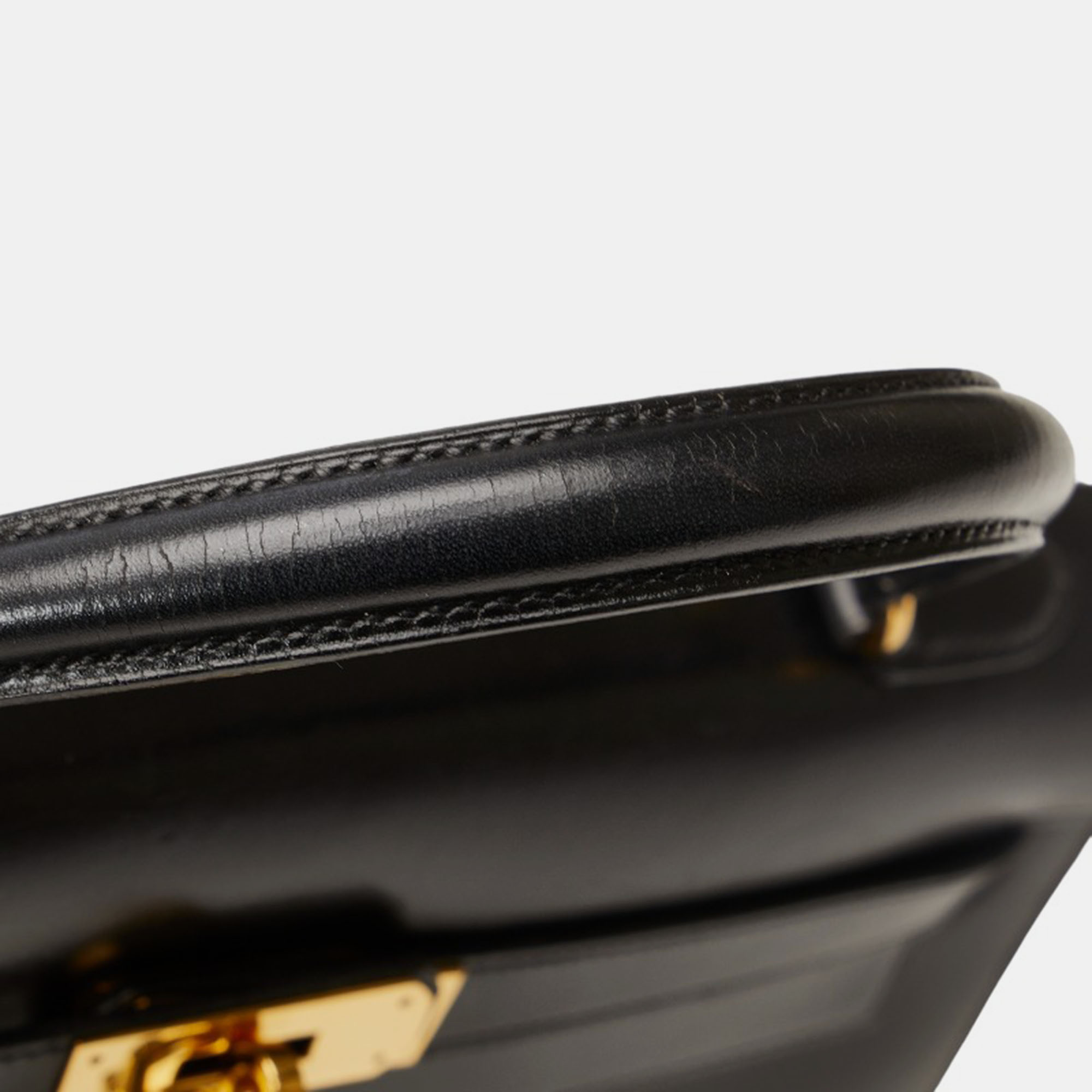 Hermes Black Box Calf Leather Gold Hardware Kelly 32 Sellier Bag