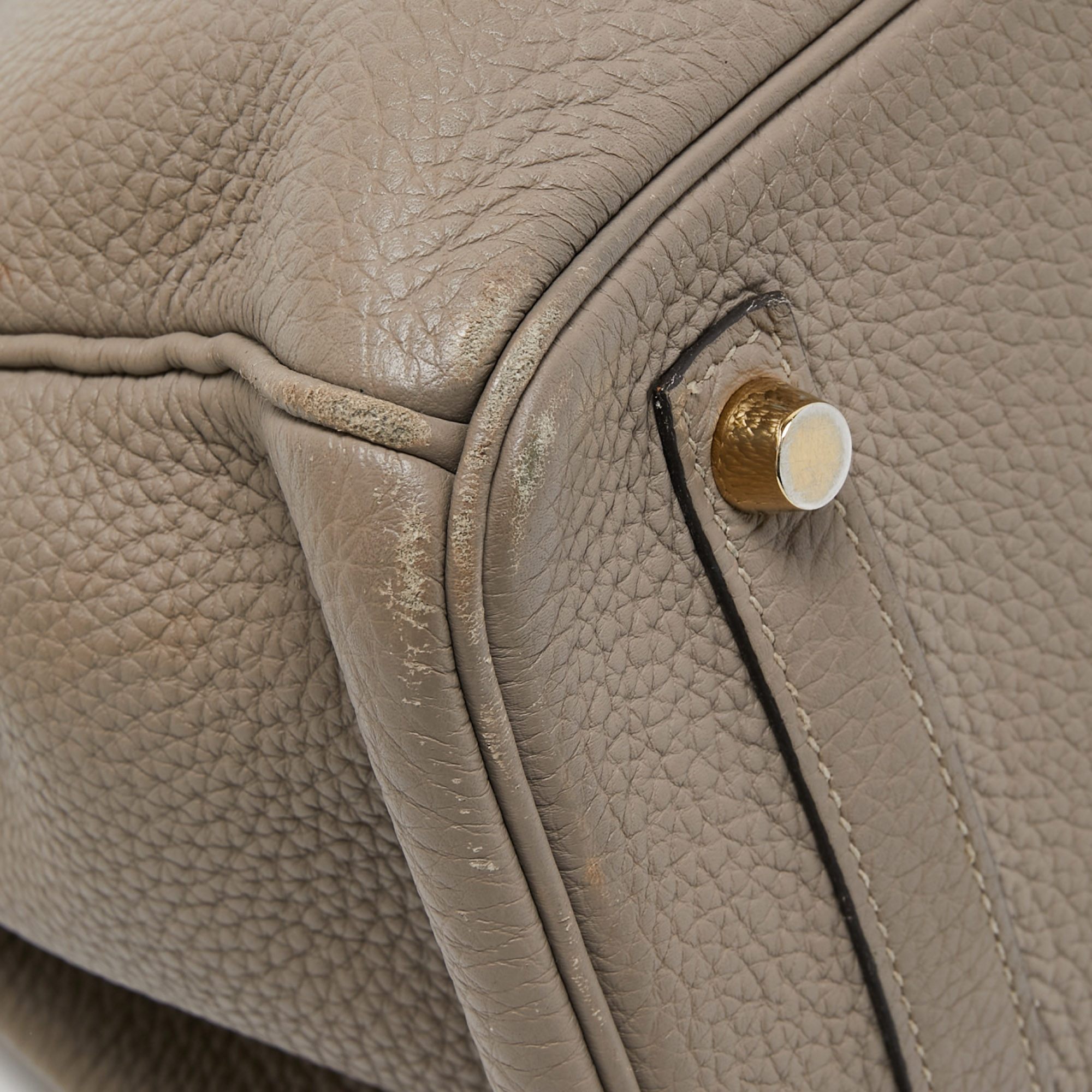Hermes Gris Asphalt Togo Leather Gold Finish Birkin 30 Bag