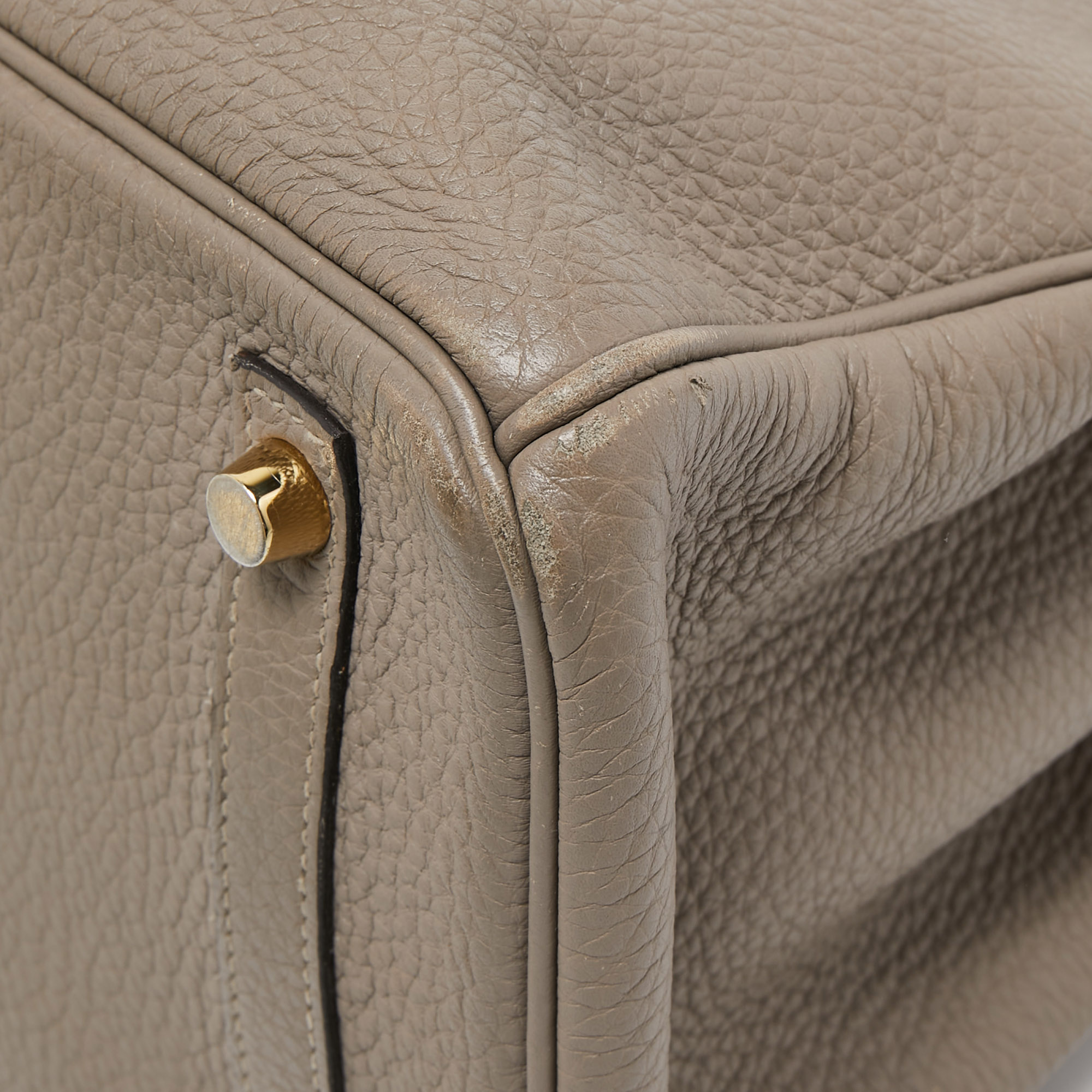Hermes Gris Asphalt Togo Leather Gold Finish Birkin 30 Bag