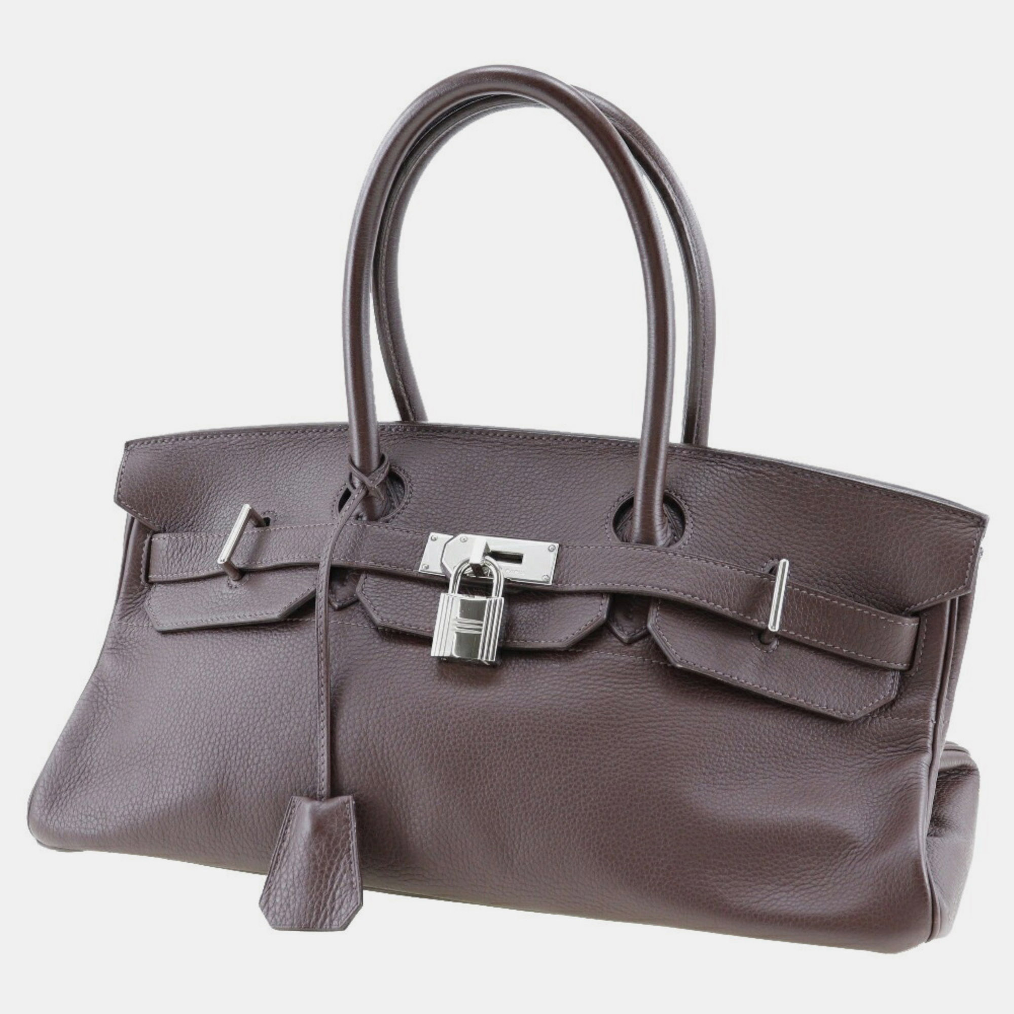 Hermes HERMES Shoulder Birkin Bag Taurillon Clemence Chocolat Made In France 2004 Brown/Silver Hardware □H A5 Belt Ladies