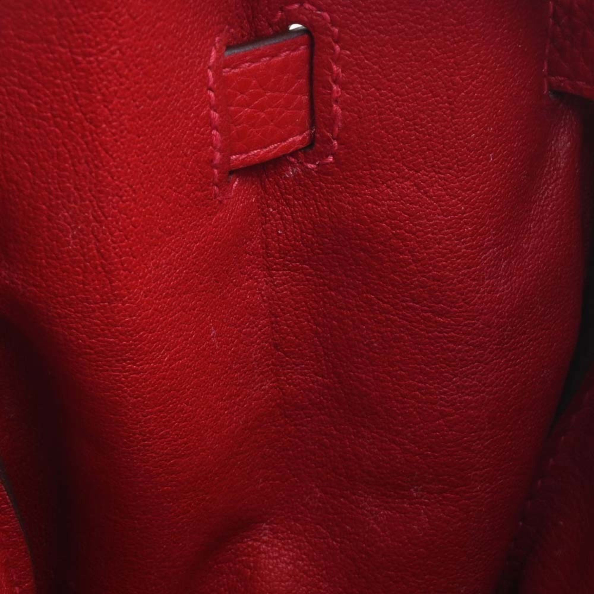 HERMES Taurillon Clemence Birkin 30 Handbag Red Ladies