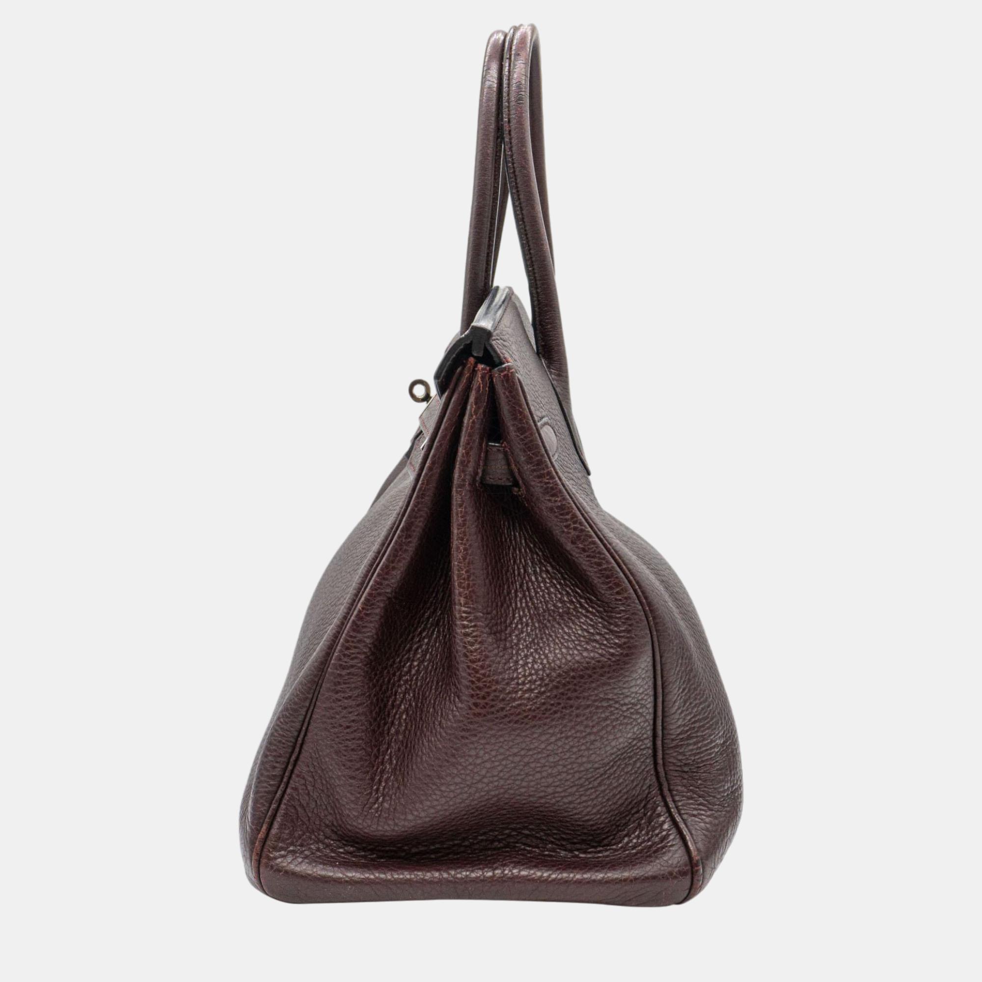 Hermès Birkin 35 In Raisin Clemence Leather With PHW Bag
