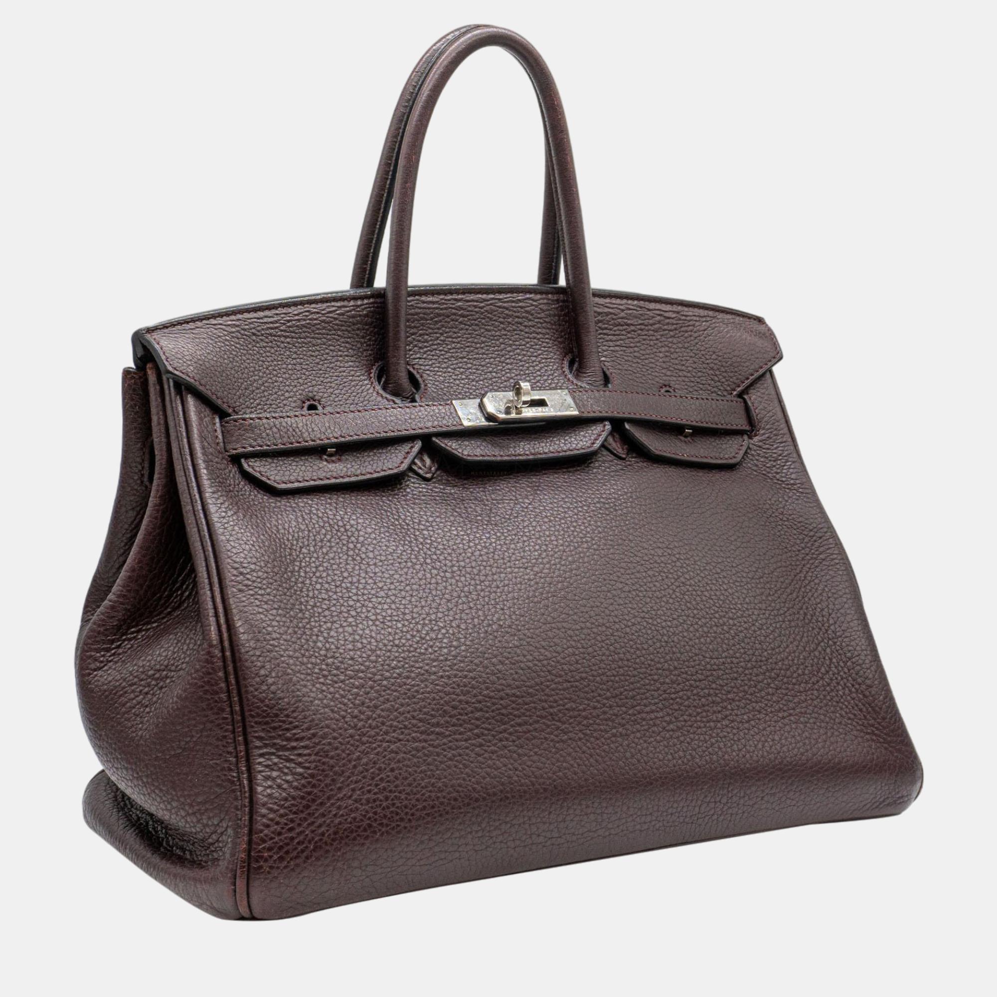 Hermès Birkin 35 In Raisin Clemence Leather With PHW Bag