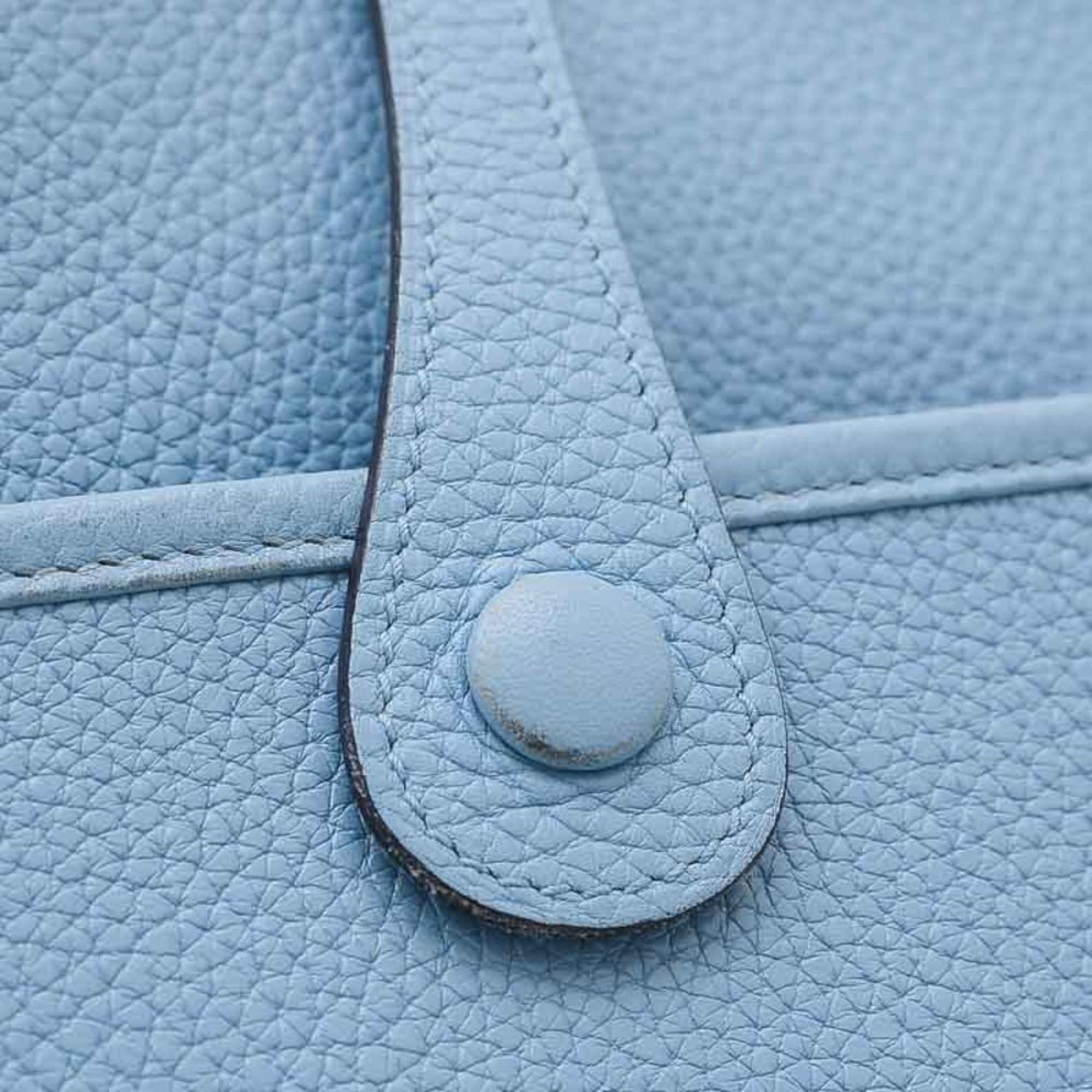 Hermes Evelyn 3 PM Taurillon Clemence Shoulder Bag Blue Knoll Silver Hardware D Engraved