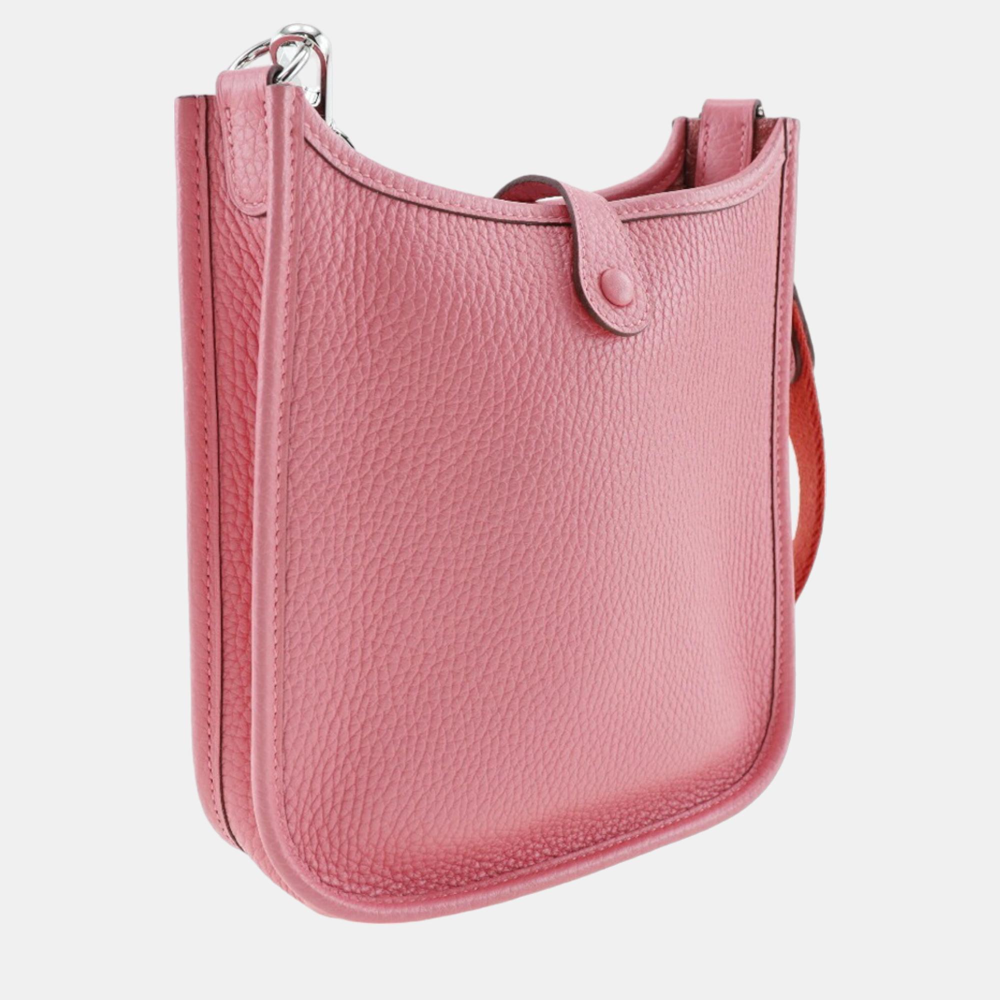 HERMES Evelyne TPM Shoulder Bag Amazon Taurillon Clemence Rose Azalea Made In France 2020 Pink/Red Y Crossbody Snap Button EvelyneTPM Women's