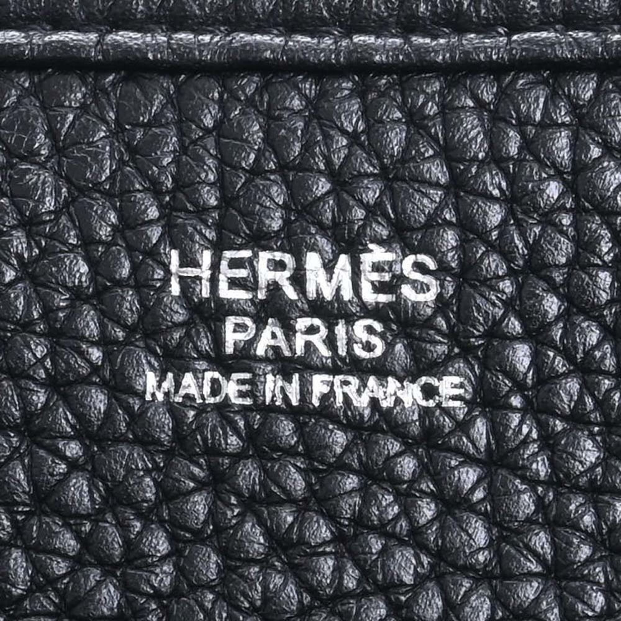 HERMES Taurillon Clemence Evelyn PM Shoulder Bag Black Ladies