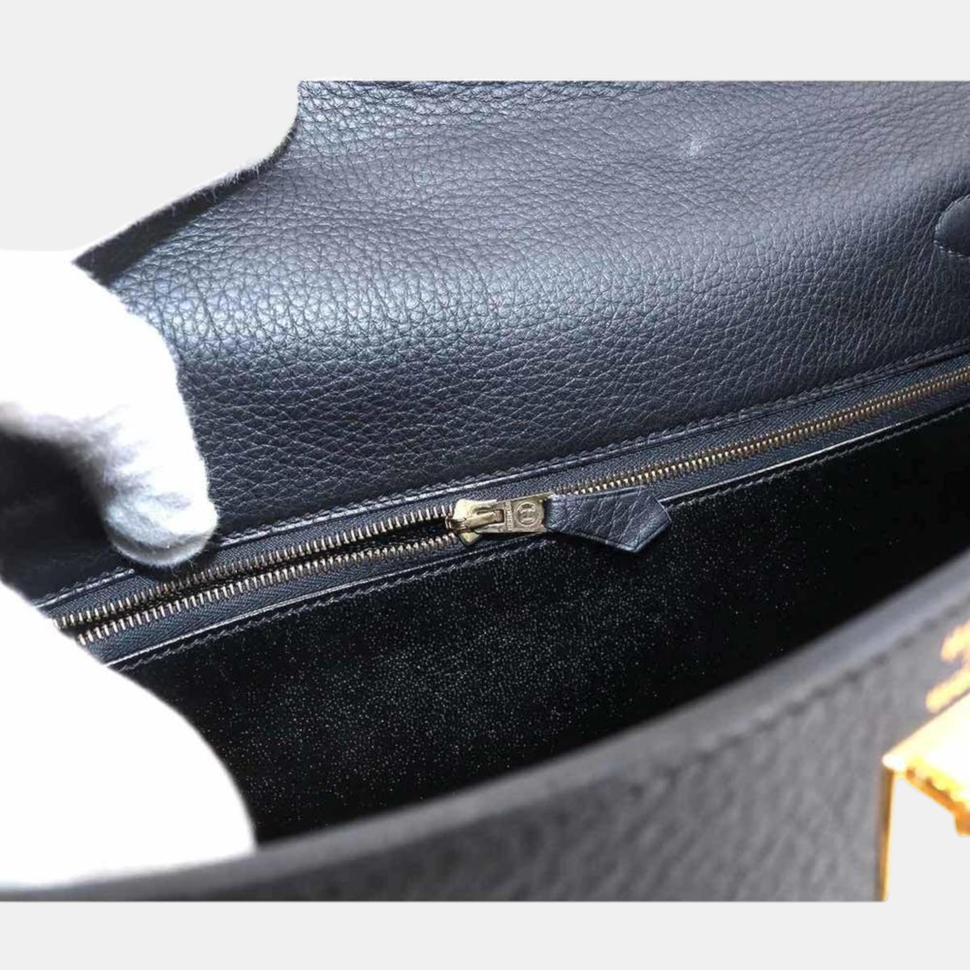 HERMES Kelly 32 2way Hand Shoulder Bag Togo Black Z Stamp Inner Stitching Gold Hardware