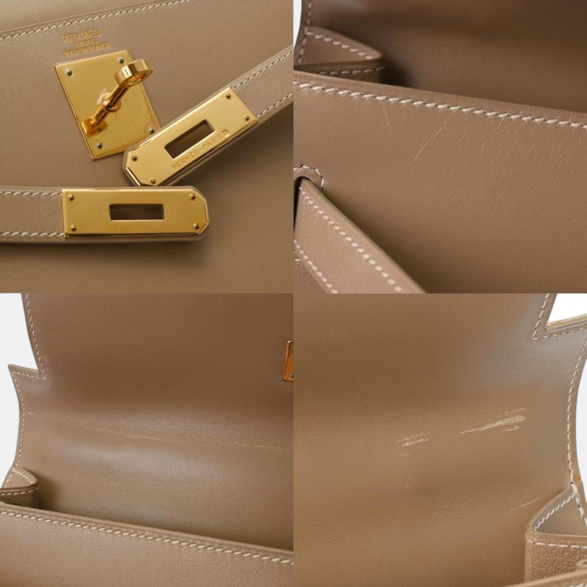 HERMES Kelly 32 Outside Stitching Beige G Stamp (around 2003) Women's Box Calf Bag