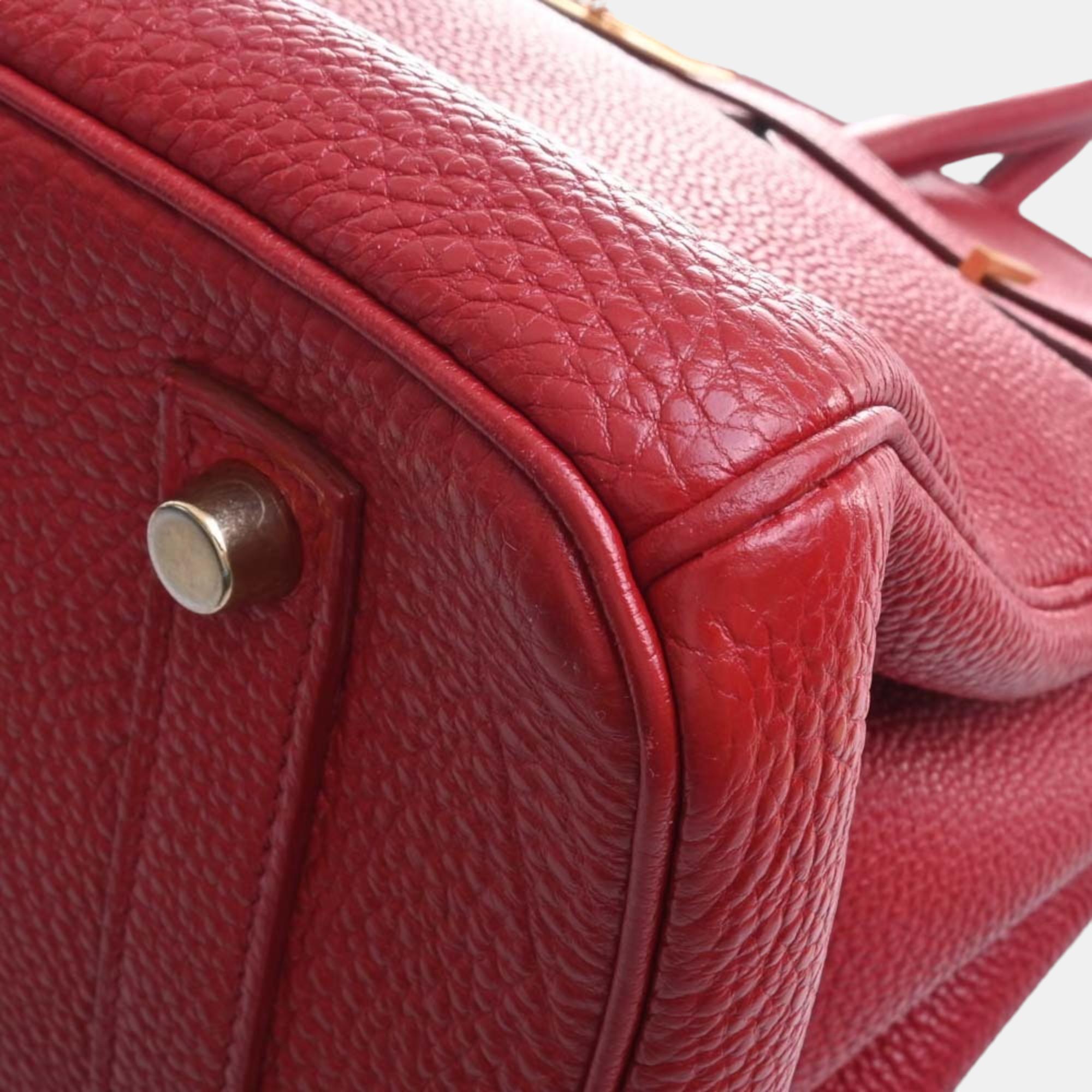 HERMES Togo Birkin 35 Handbag Red Ladies