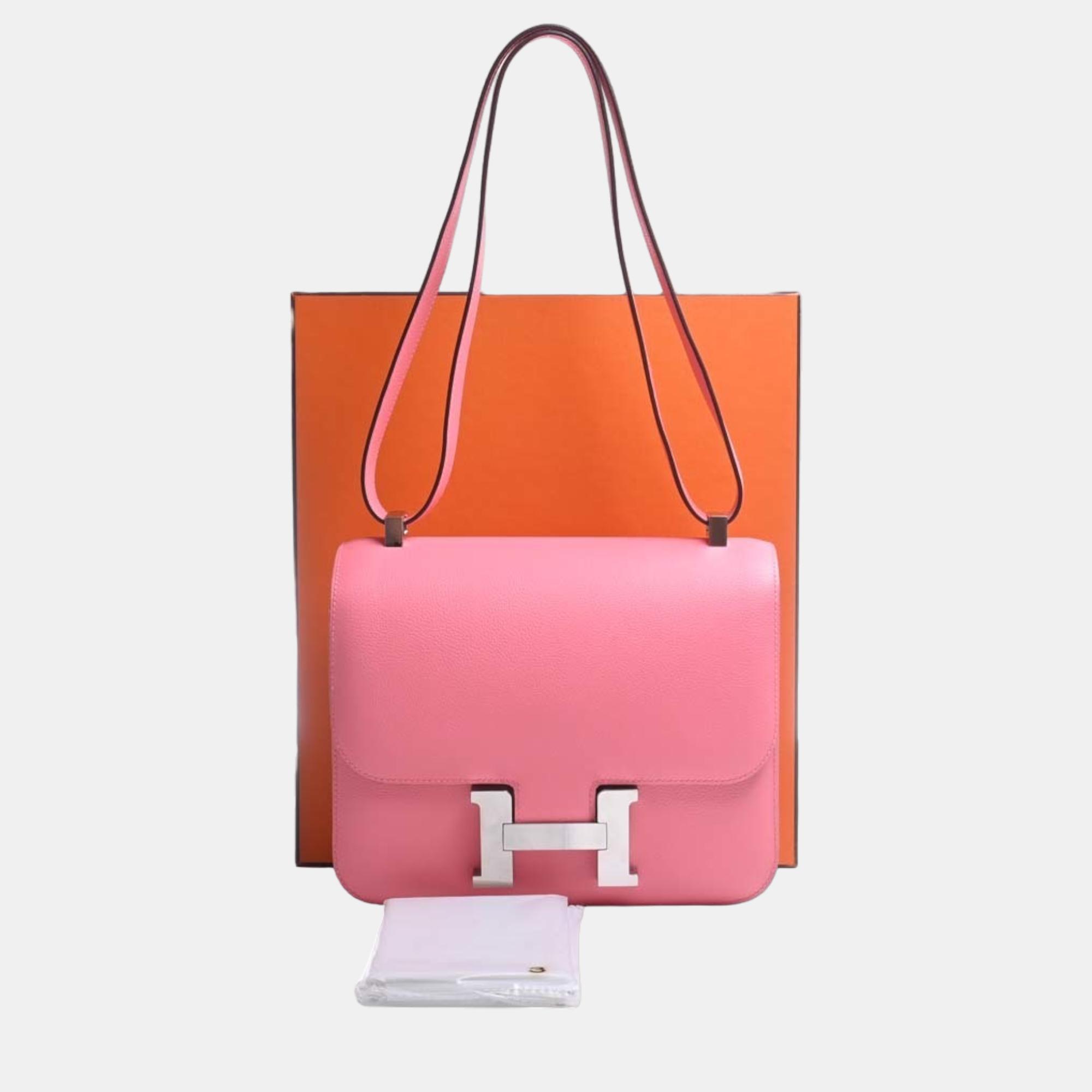 HERMES Evercolor Constance 3 Shoulder Bag Pink Ladies