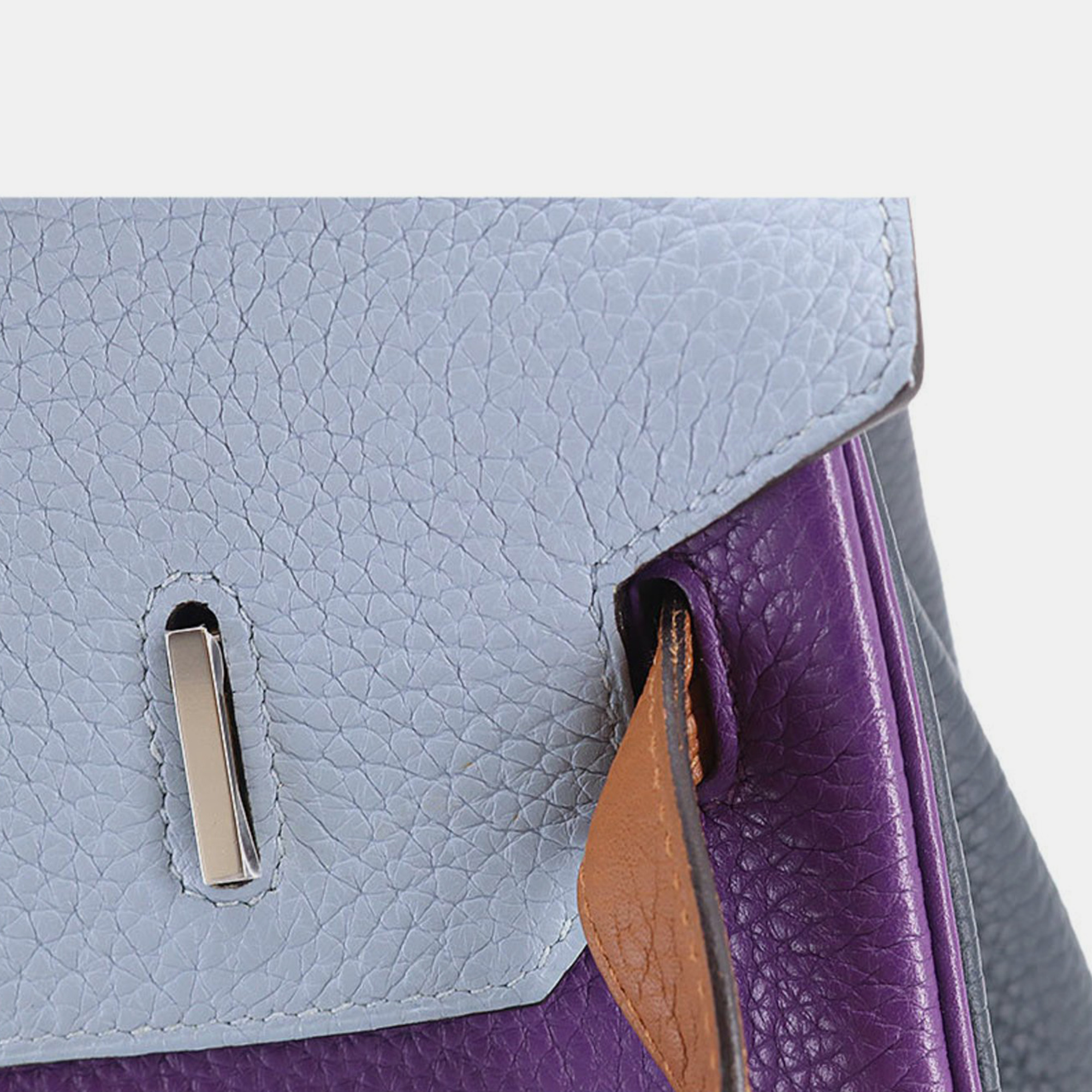 HERMES Birkin 35 Arlequin Hand Bag Taurillon Clemence Ultra Violet Blue Run Etain Etoupe Gold Q Engraved