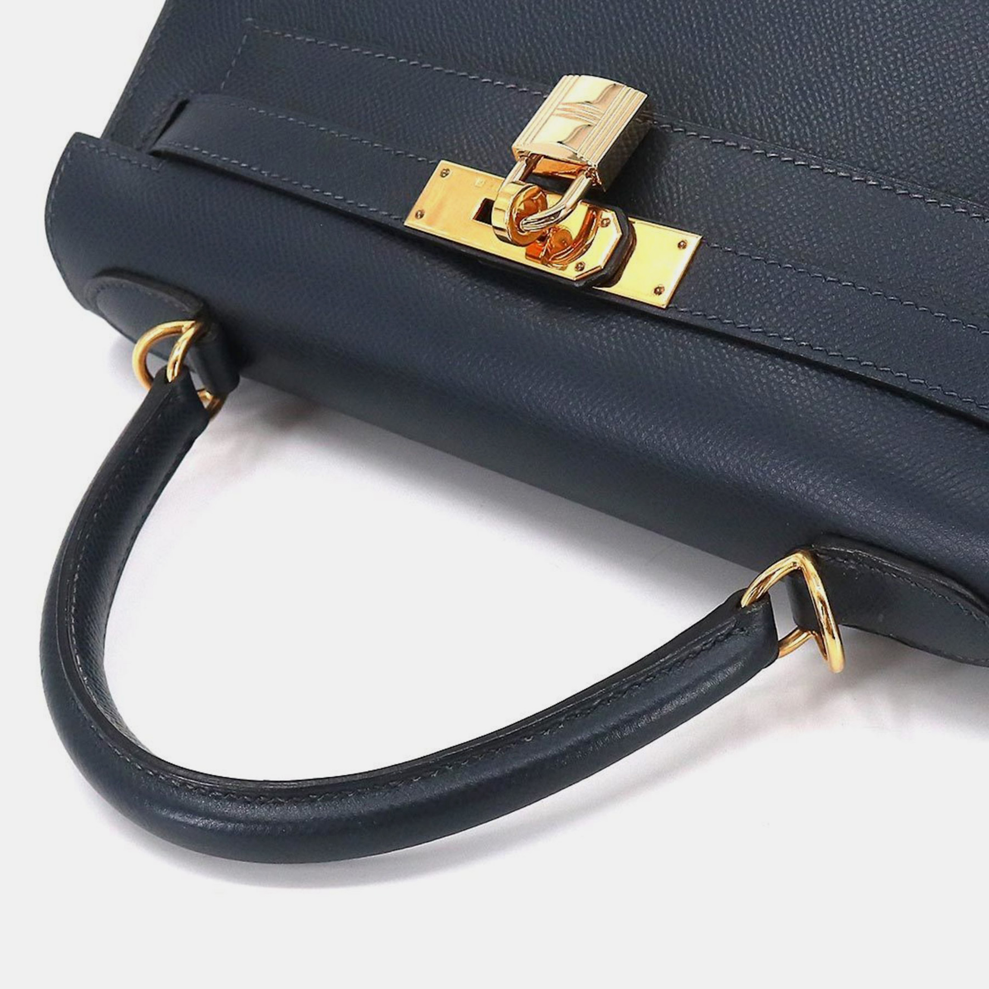 Hermes Kelly 28 2way Hand Shoulder Bag Couchevel Epson Navy E Stamped Outside Stitching Gold Hardware