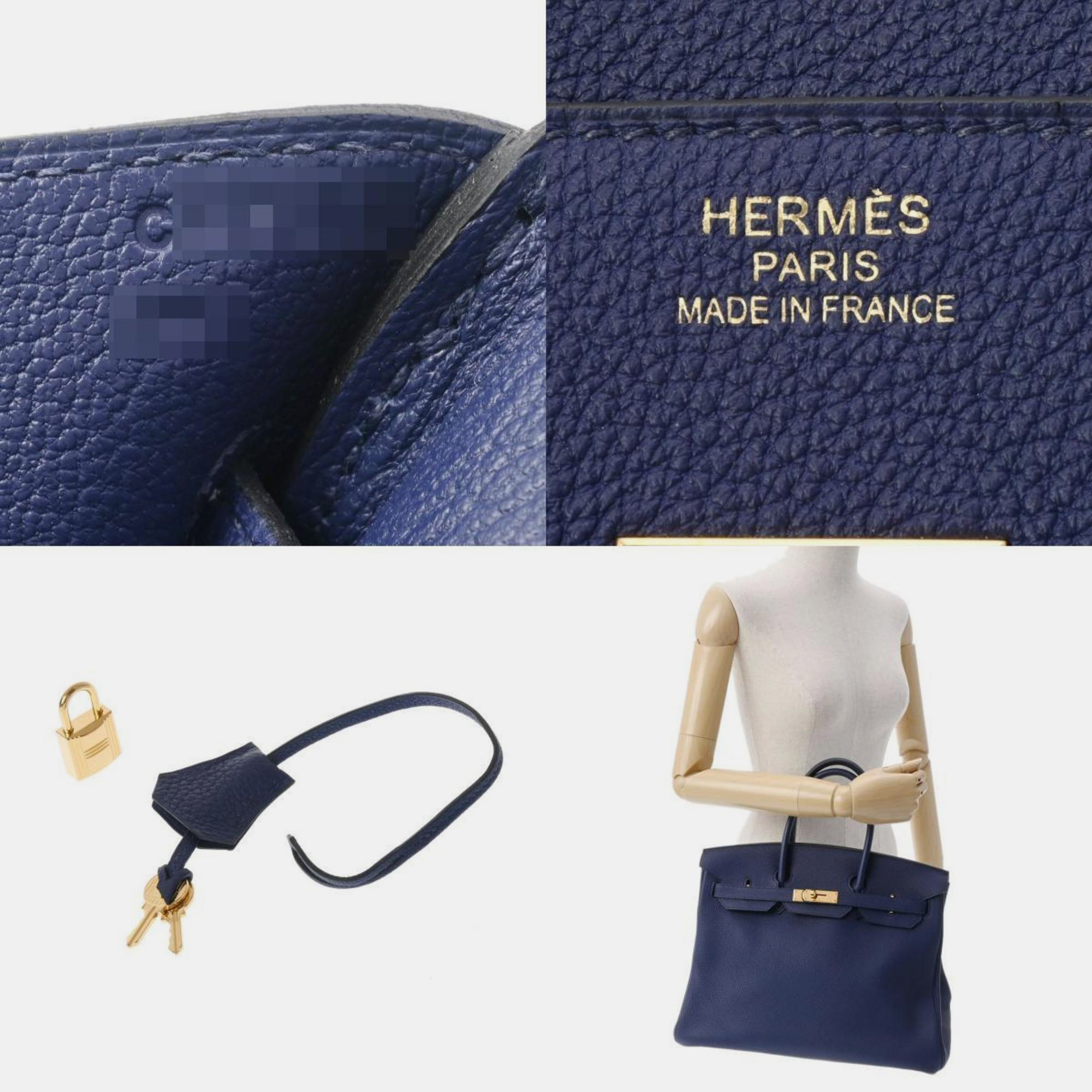 HERMES Birkin 35 Blue Ankle C Stamp (circa 2018) Unisex Taurillon Clemence Handbag Hermes Bag