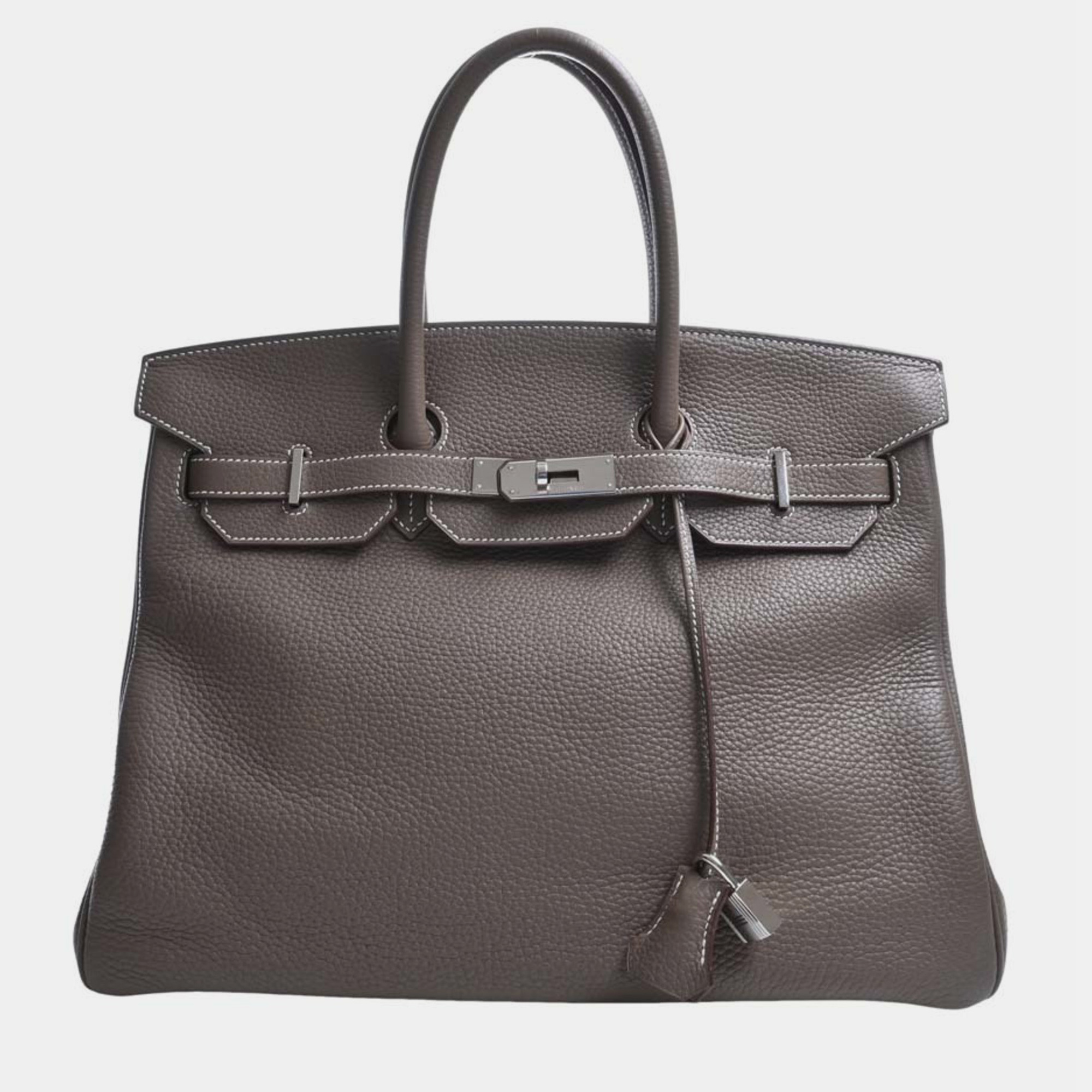 HERMES Taurillon Clemence Birkin 35 Handbag Greige Ladies