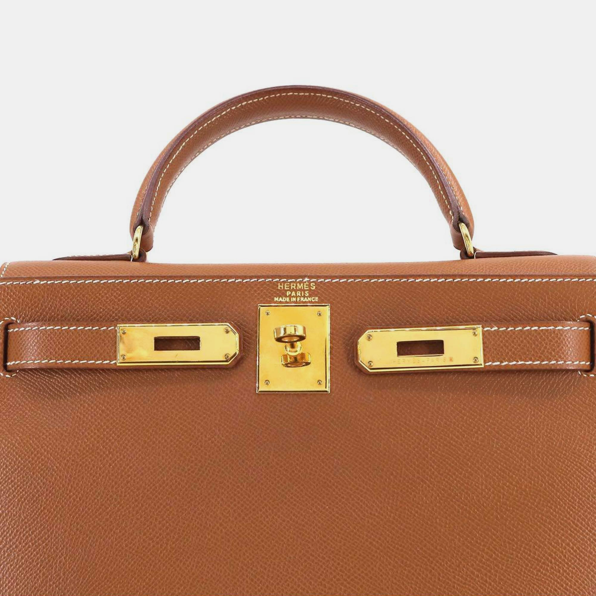HERMES Kelly 28 2way Hand Shoulder Bag Couchevel Epson Gold Outside Stitching Z Engraved Hardware