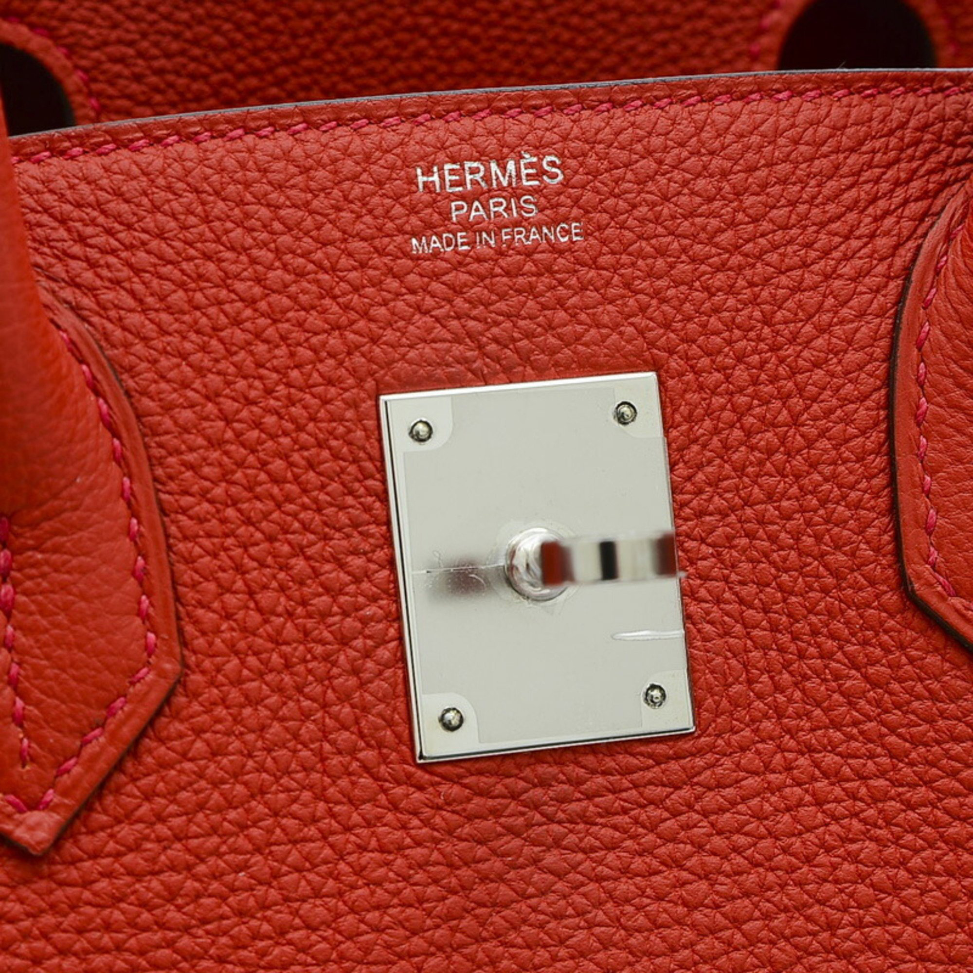 Hermes Birkin 30 Handbag Togo Geranium Silver Hardware A Engraved