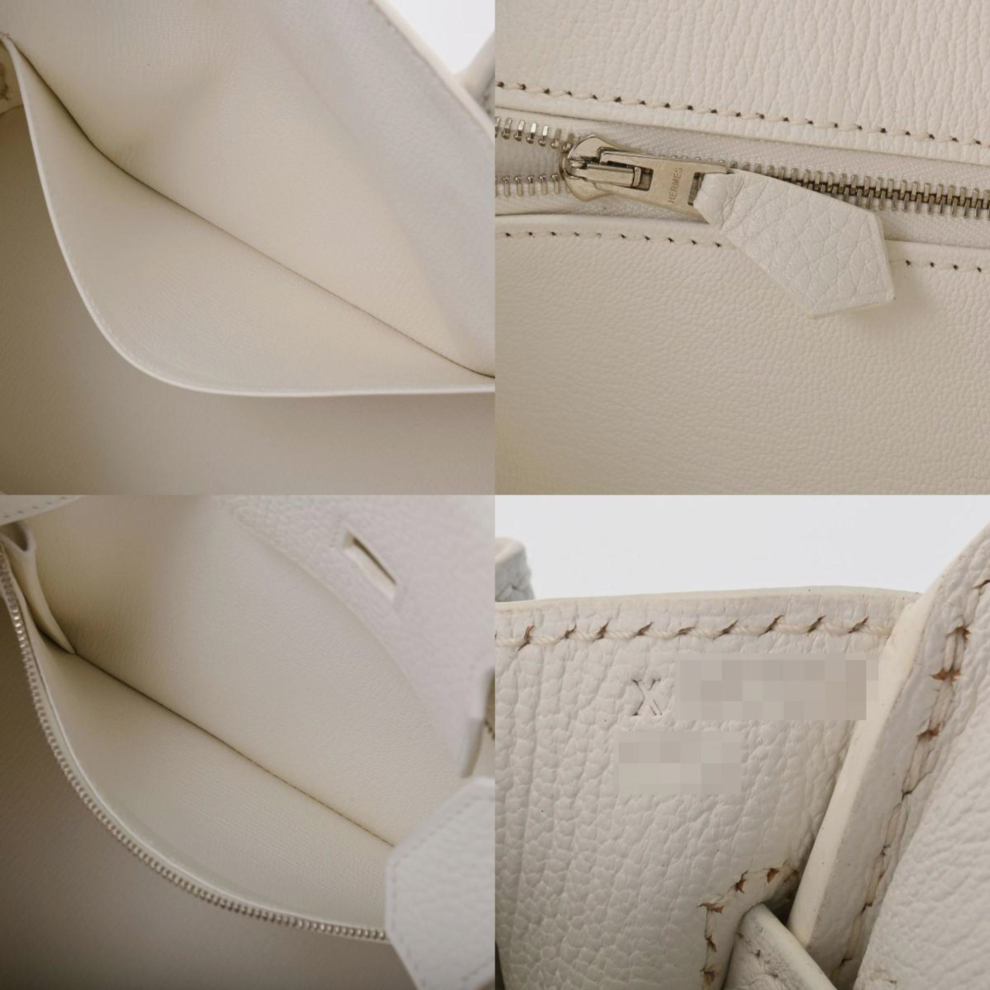 HERMES Birkin 30 White Palladium Hardware X Engraved (around 2016) Women's Taurillon Clemence Handbag