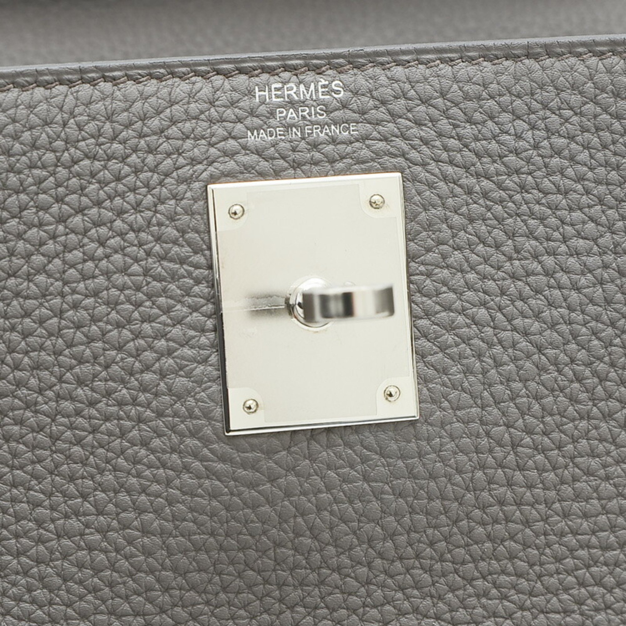 Hermes Kelly 28 Inner Sewing Handbag Togo Etain Silver Hardware Y Engraved
