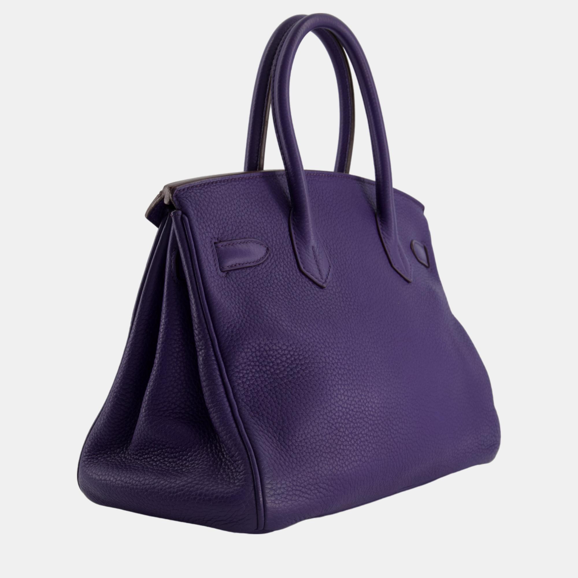 Hermes Birkin 30cm Ultra Violet In Togo Leather With Palladium Hardware Bag