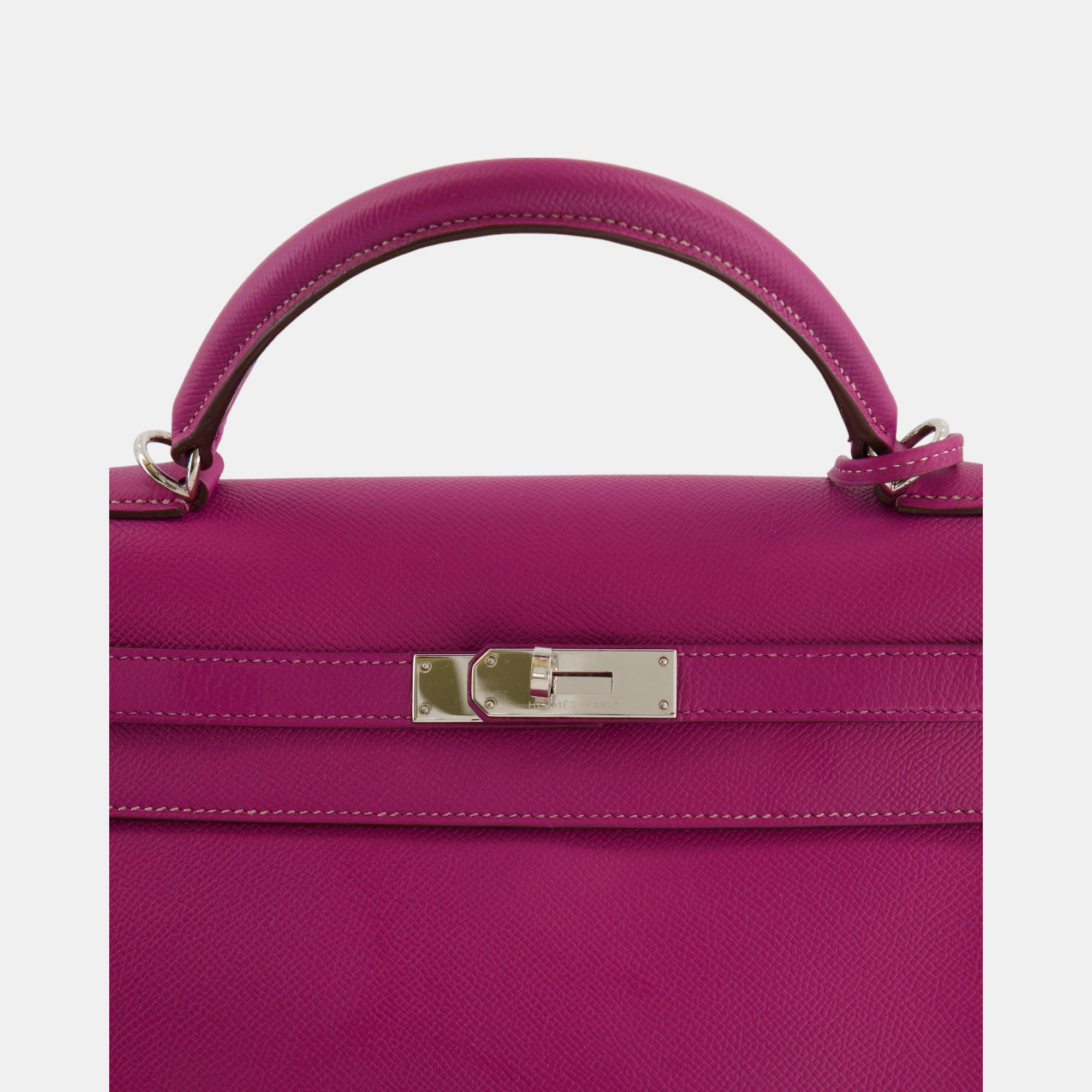 Hermes Candy Kelly Bag 32cm Retourne In Tosca Epsom Leather And Rose Tyrien Interior With Palladium Hardware