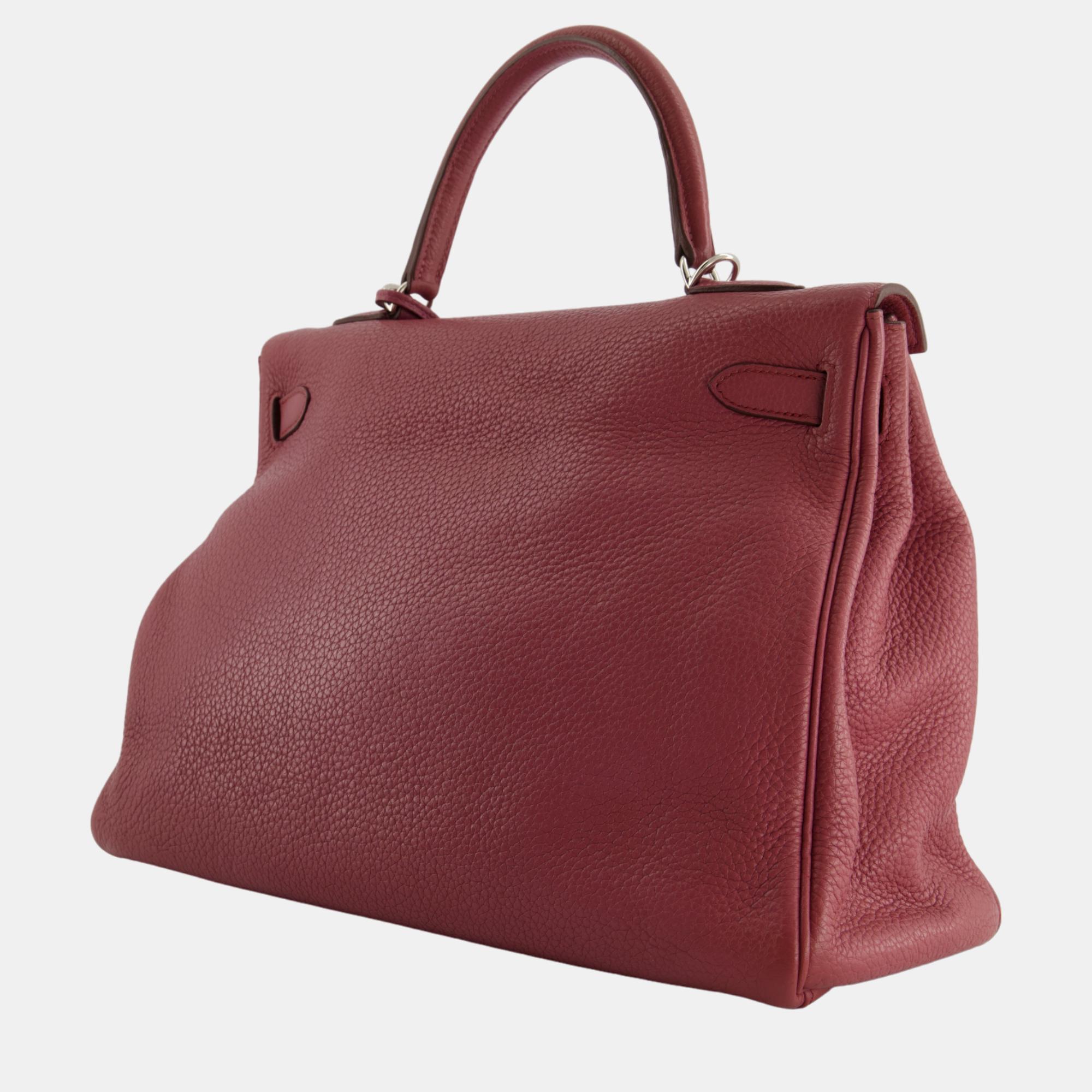 Hermes Kelly Bag 35cm In Bois De Rose Togo Leather With Palladium Hardware