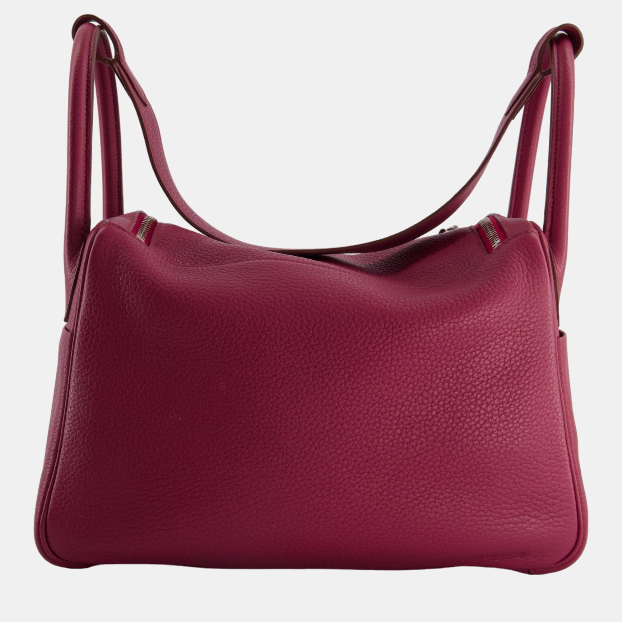 Hermes Lindy Bag 30cm In Rouge Galance In Togo Leather With Palladium Hardware