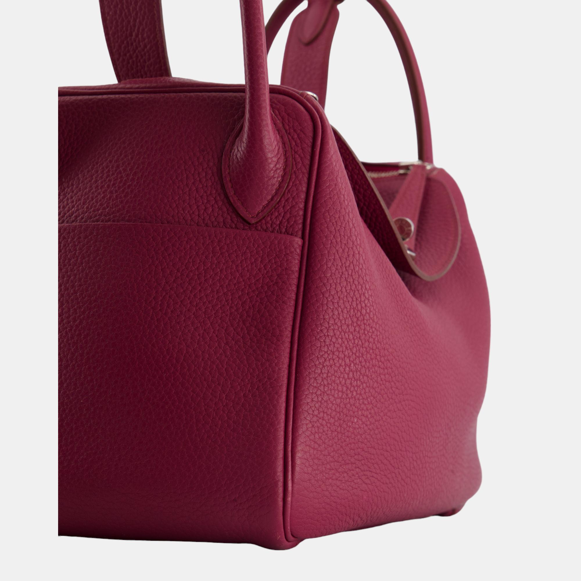 Hermes Lindy Bag 30cm In Rouge Galance In Togo Leather With Palladium Hardware