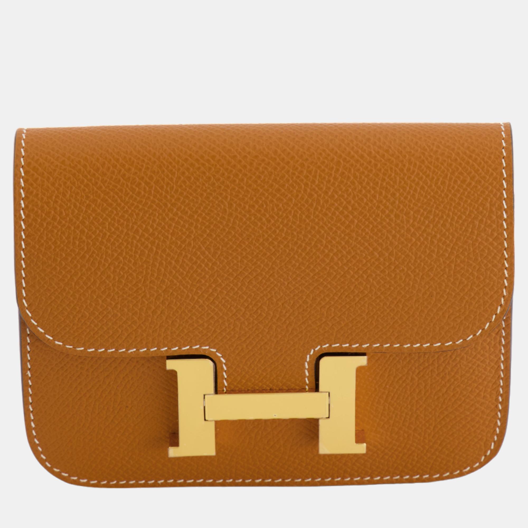 Hermes Constance Slim Belt Bag In Gold Epsom Leather With Gold Hardware