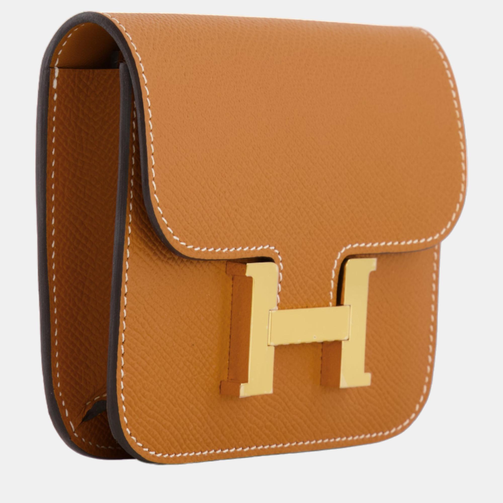 Hermes Constance Slim Belt Bag In Gold Epsom Leather With Gold Hardware