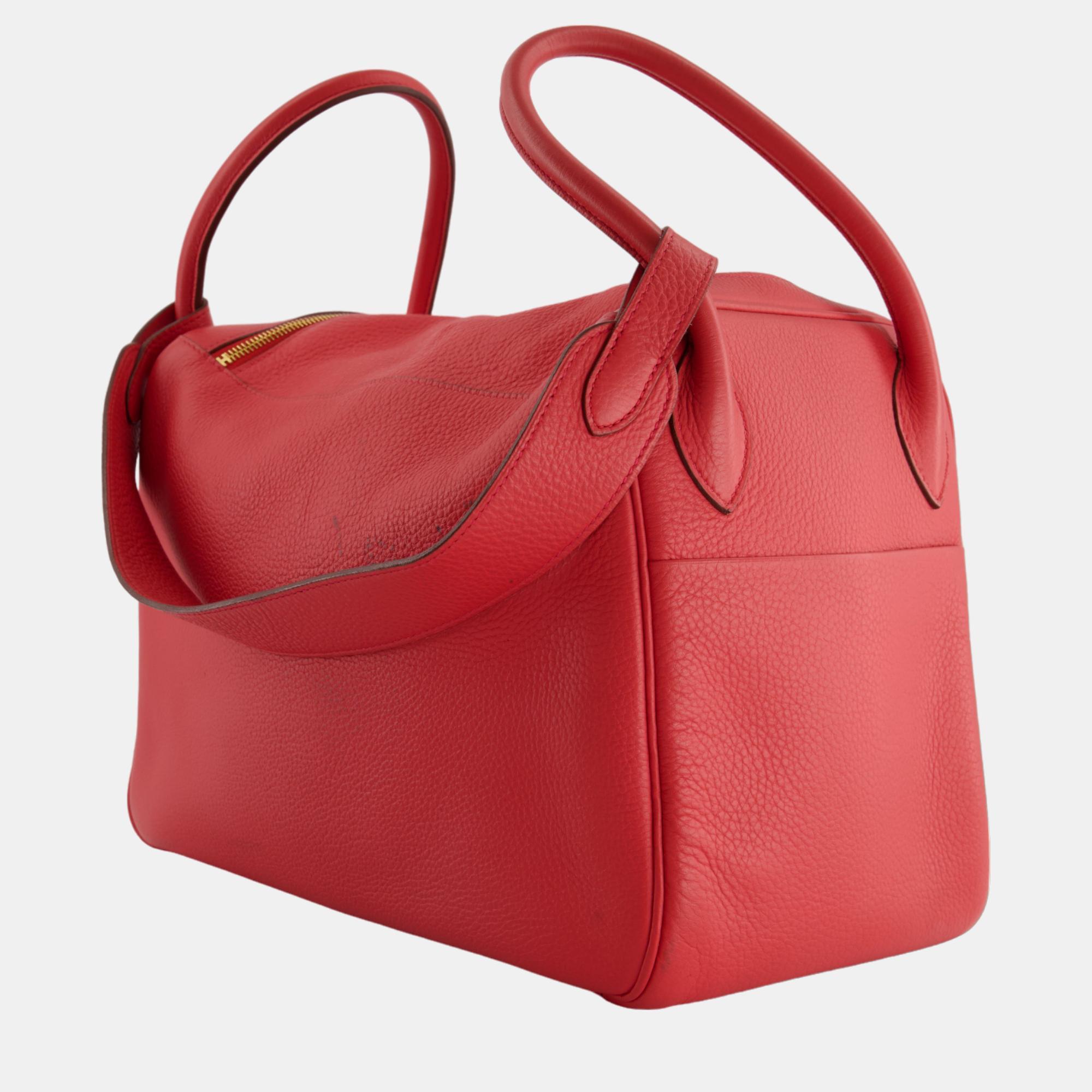 Hermes Lindy 34 Bag In Rose Jaipur Clemence Leather With Gold Hardware