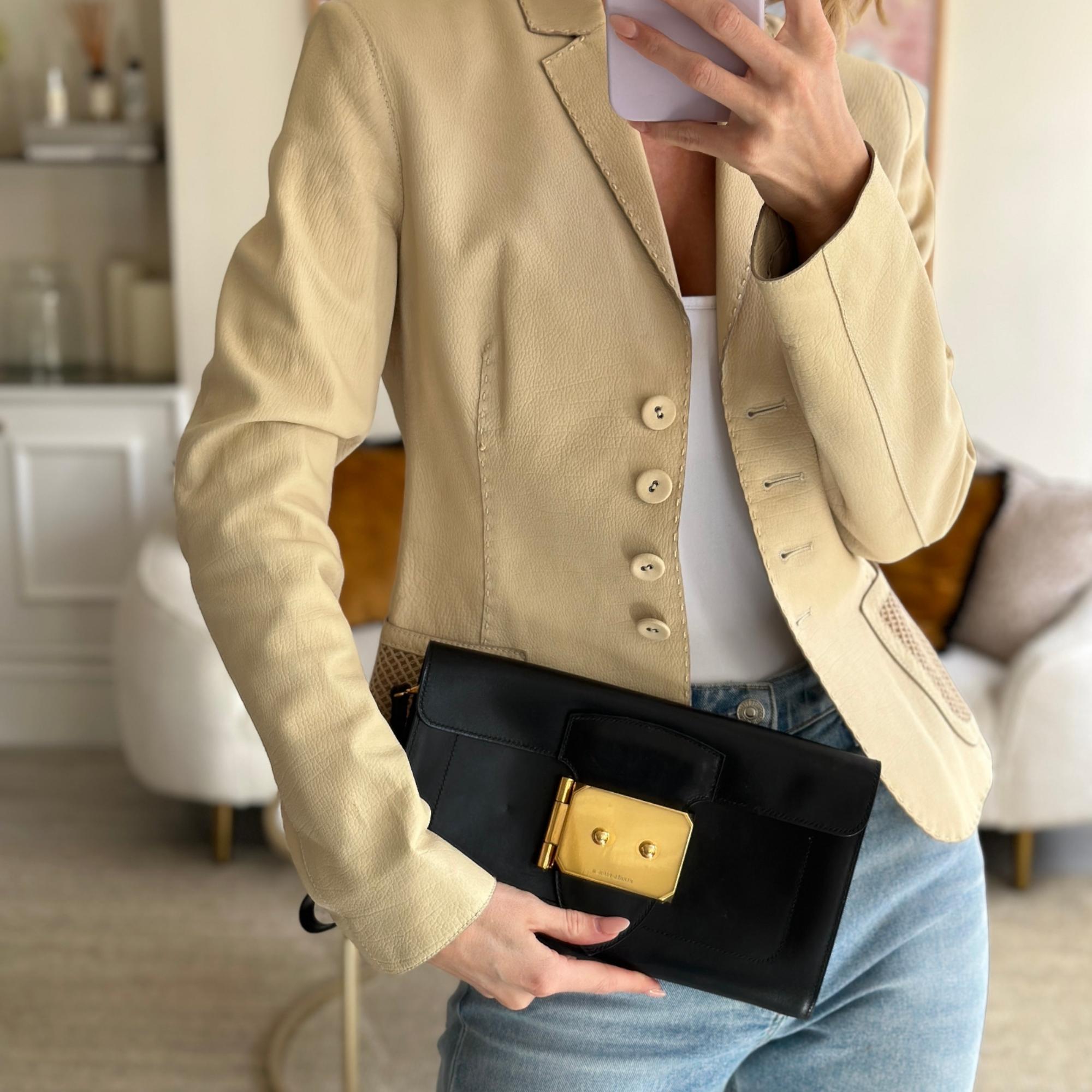 Hermes Goodluck Clutch Bag In Tadelakt Leather With Gold Hardware