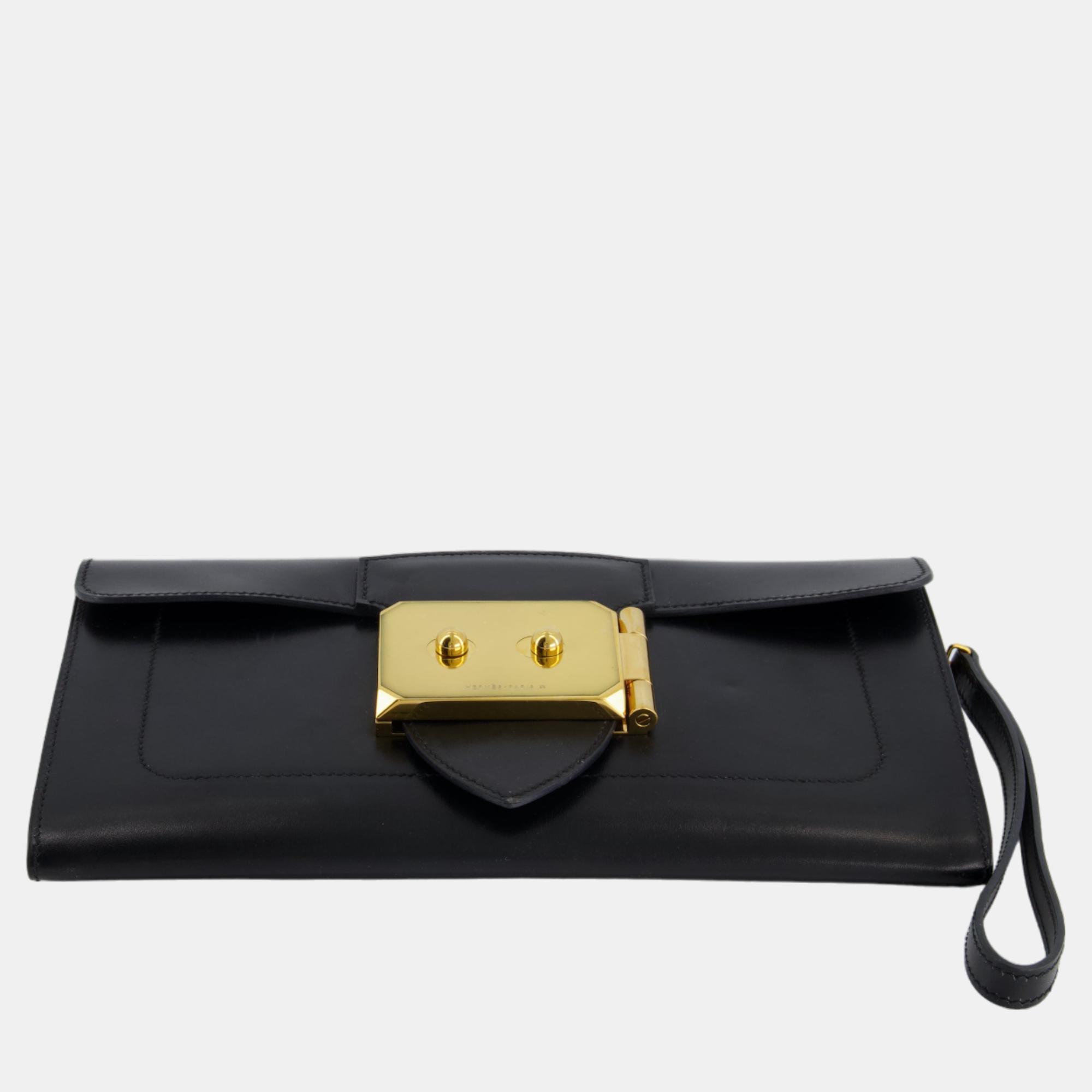 Hermes Goodluck Clutch Bag In Tadelakt Leather With Gold Hardware