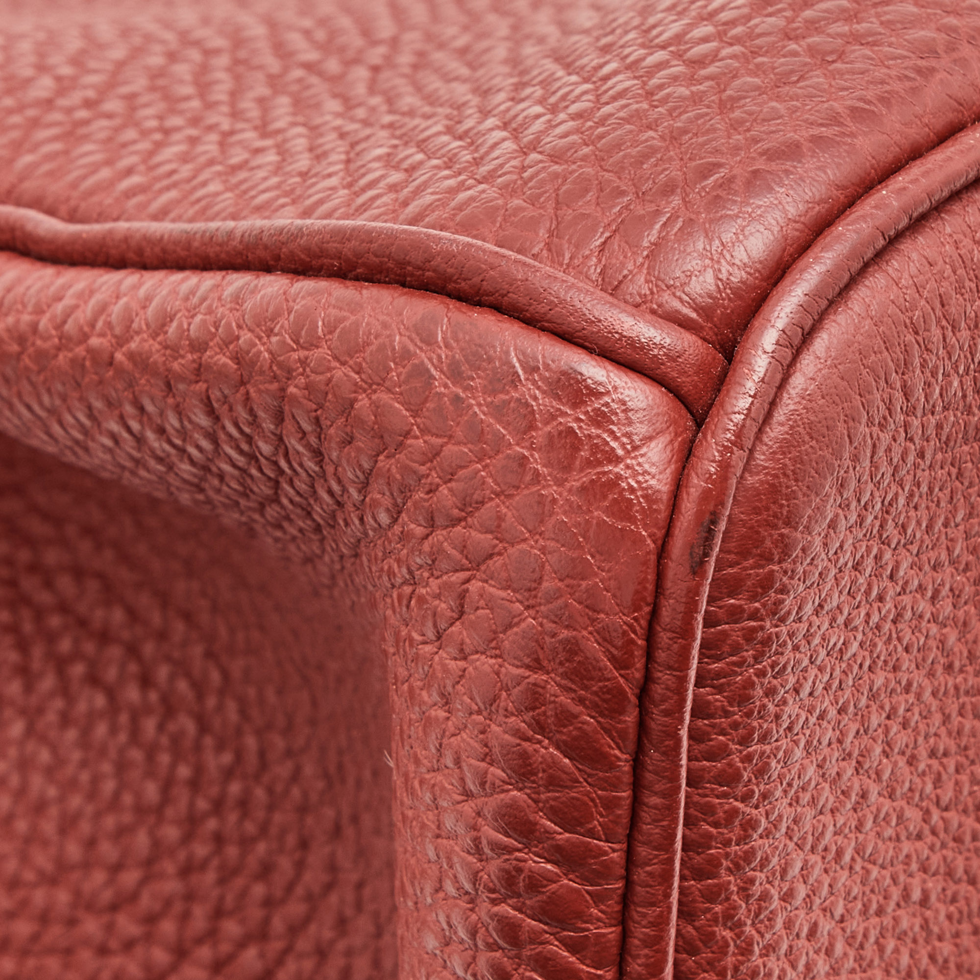 Hermes Rouge Garance Togo Leather Palladium Finish Birkin 35 Bag
