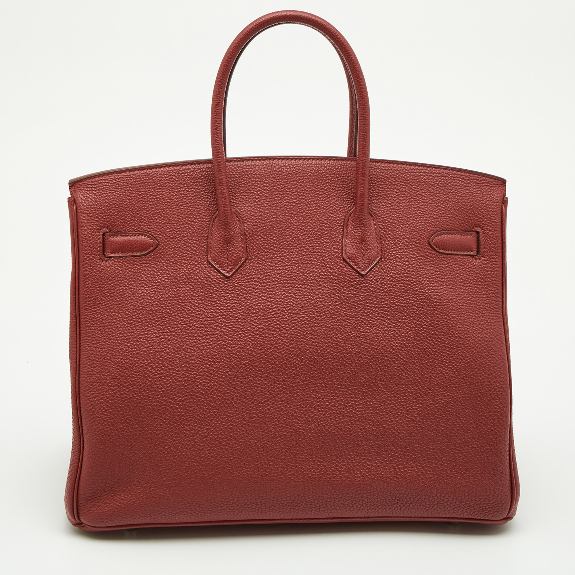 Hermes Rouge Garance Togo Leather Palladium Finish Birkin 35 Bag
