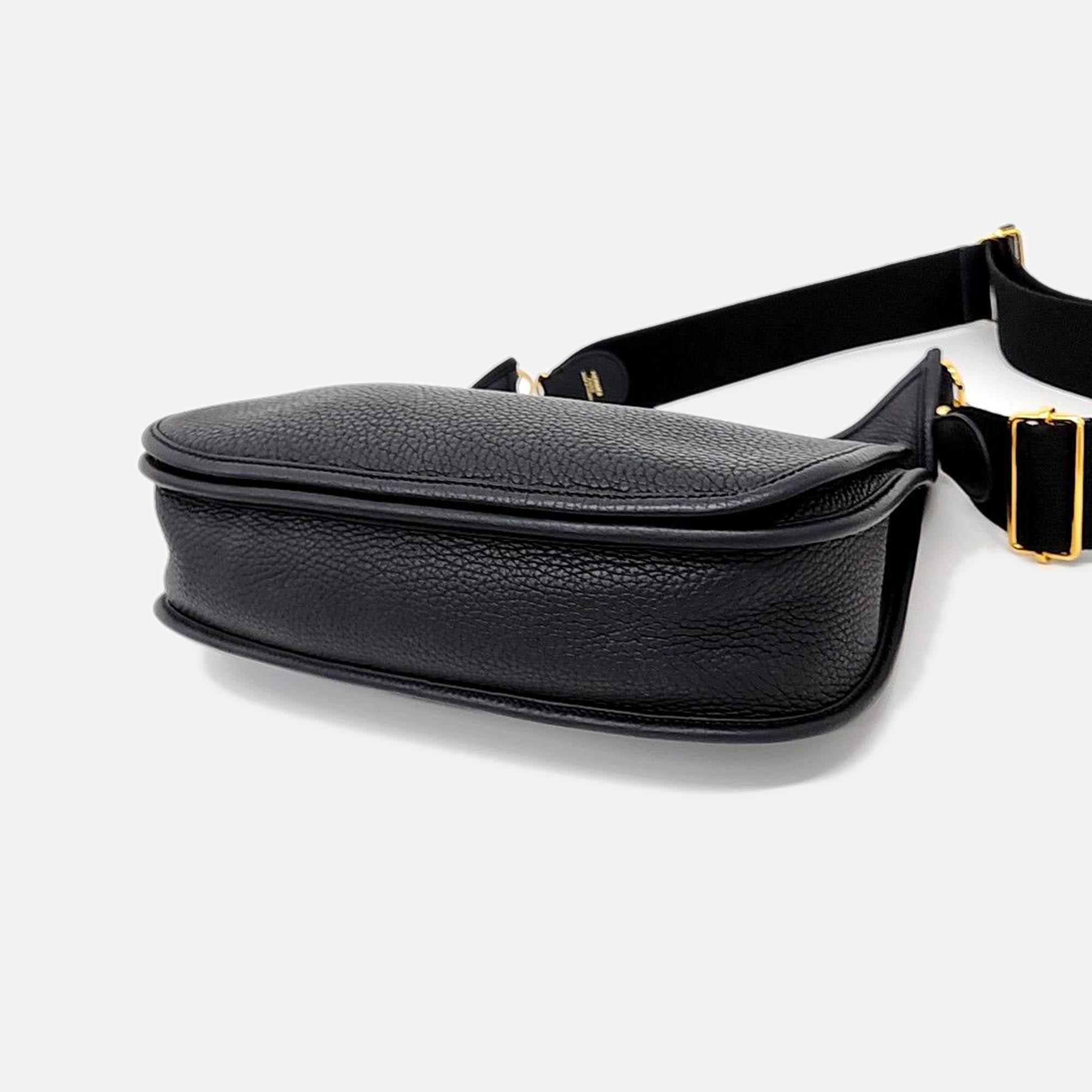 Hermes Black Leather Evelyne29 (Z) Bag
