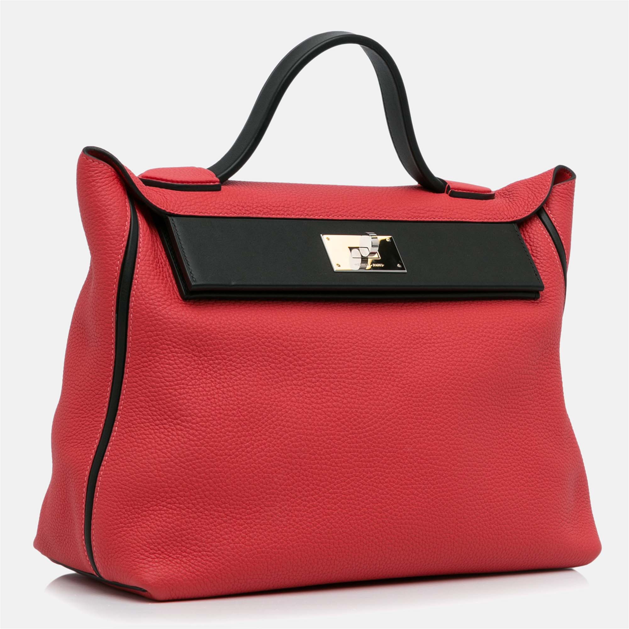 Hermes Red Leather Clemence 24/24 35