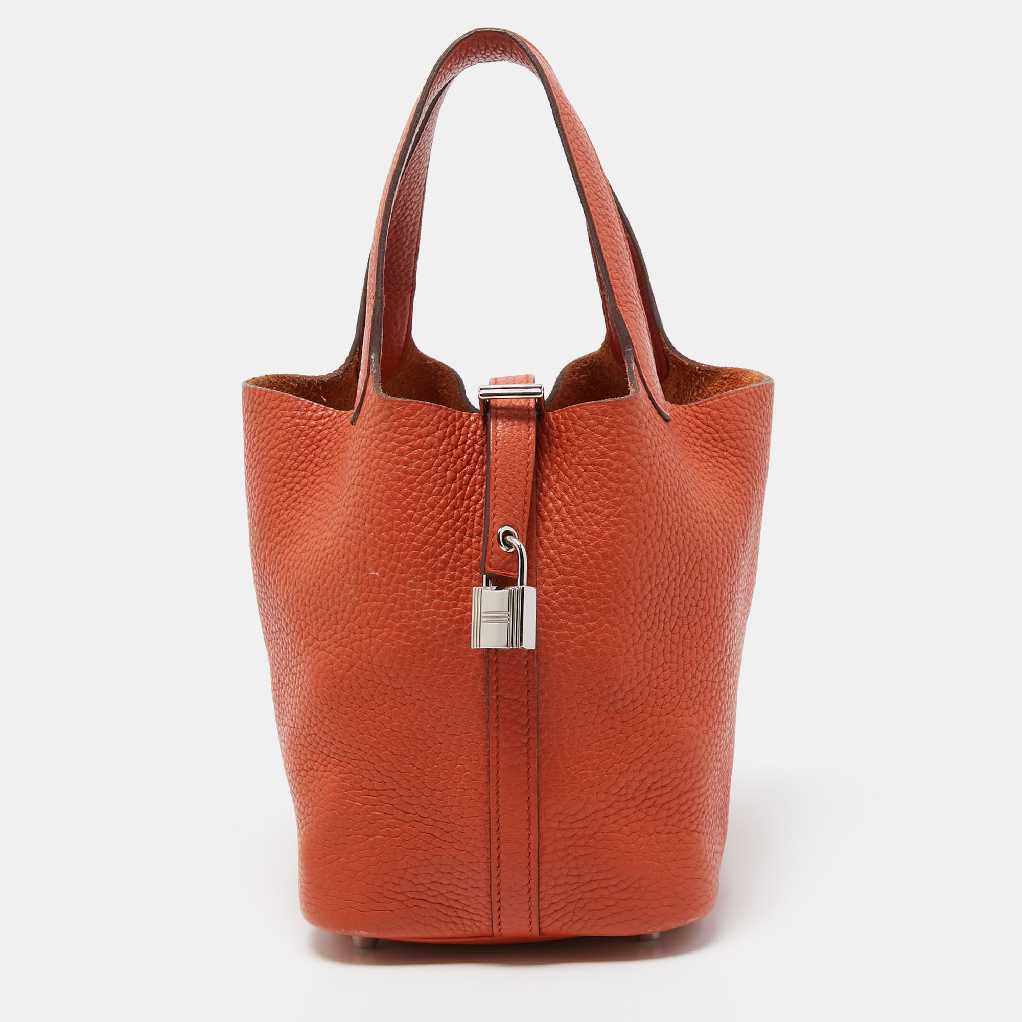 Hermes Terre Battue Taurillon Clemence Leather Picotin Lock 18 Bag