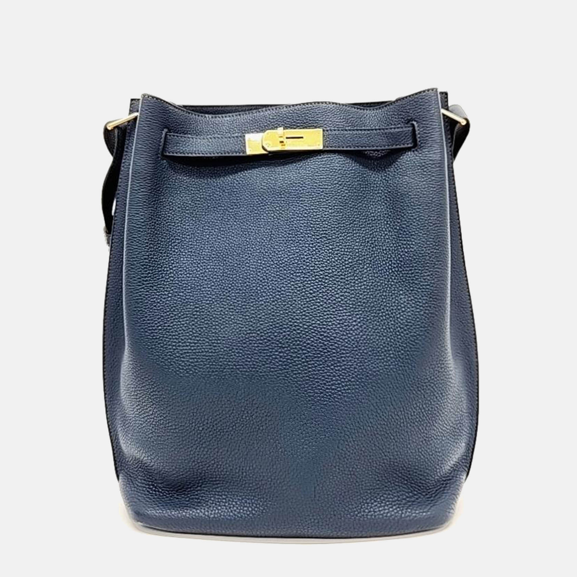 Hermes Blue Leather So Kelly 26 (N)(N) Bag