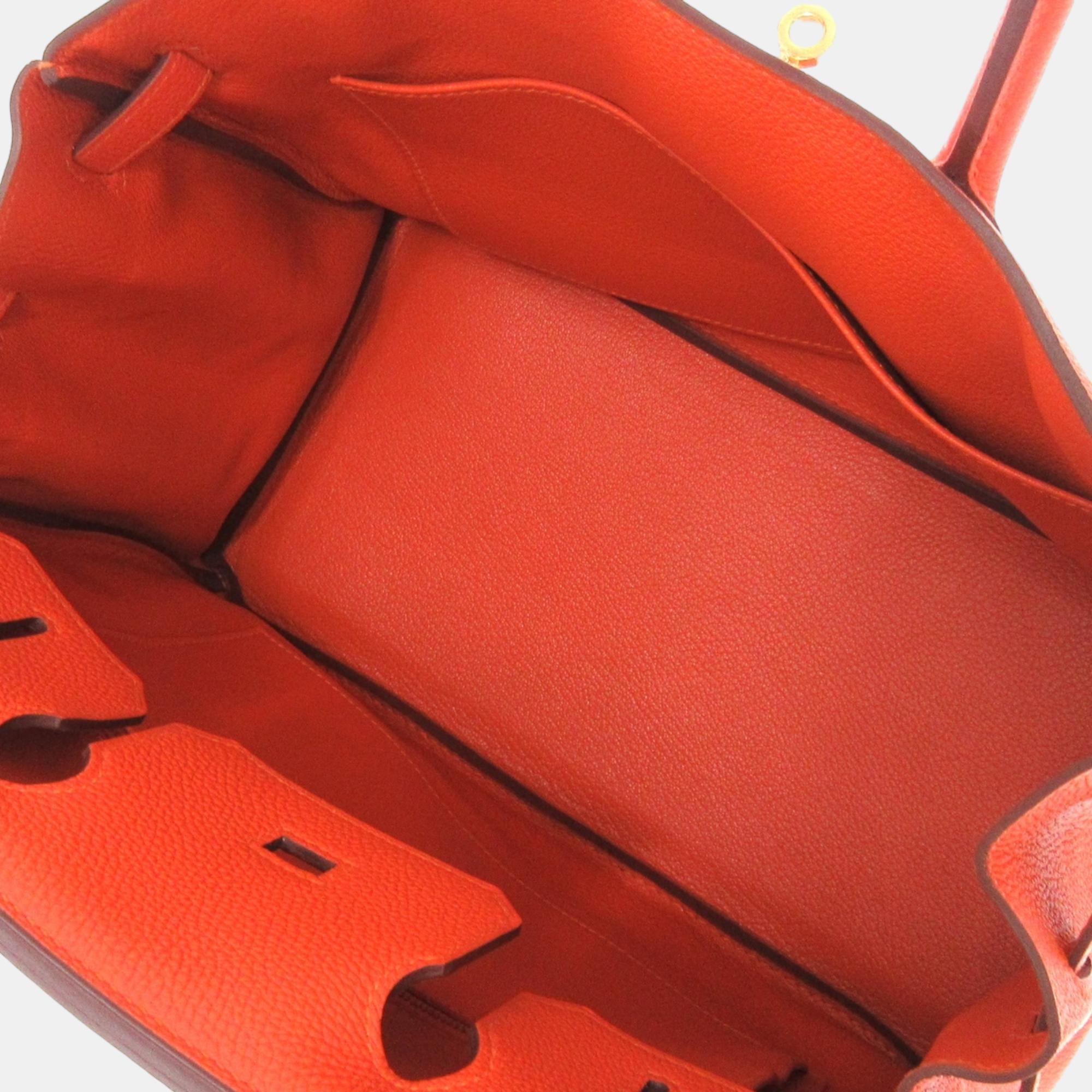 Hermes Orange Togo Leather Gold Hardware Birkin 30 Bag