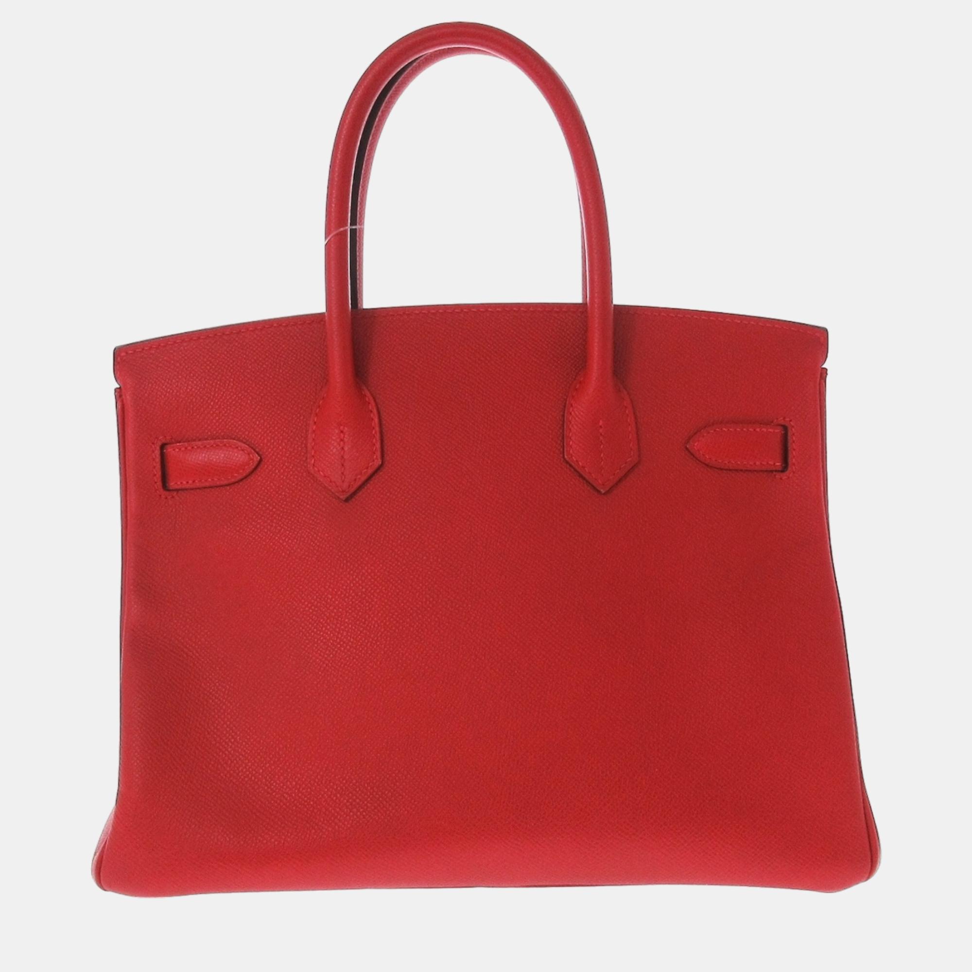 Hermes Red Togo Leather Palladium Hardware Birkin 30 Bag