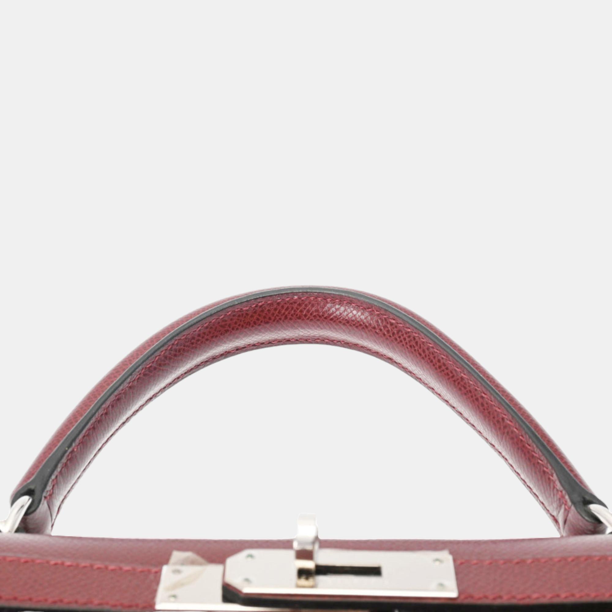 Hermes Kelly 28 Outside Stitching Rouge Ash G Stamp (around 2003) Women's Lycee Bag