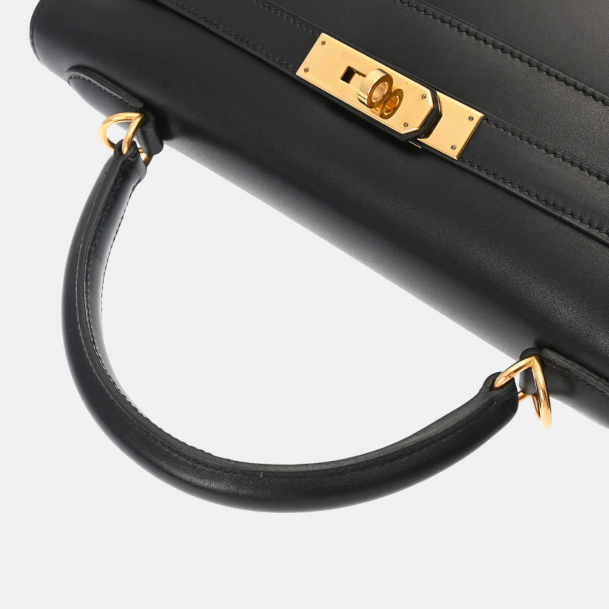 Hermes Kelly 32 Outside Stitching Black Gold Hardware D Stamp (around 2000) Women's Box Calf 2WAY Bag