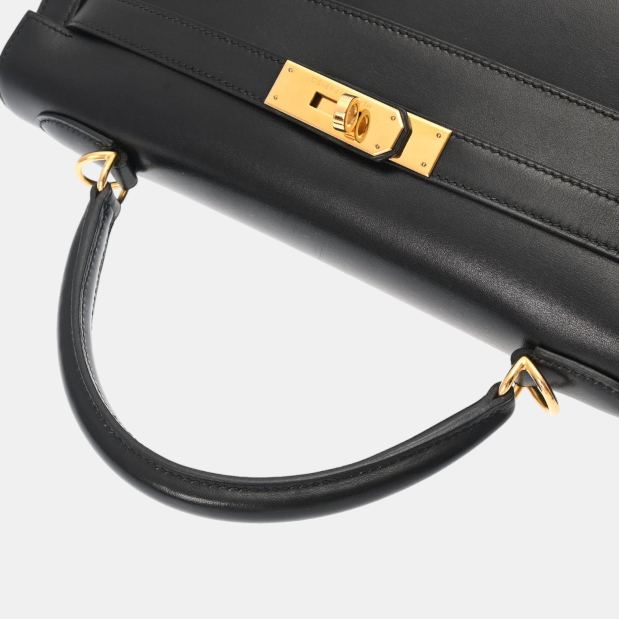 Hermes Kelly 32 Outside Stitching Black Gold Hardware D Stamp (around 2000) Women's Box Calf 2WAY Bag