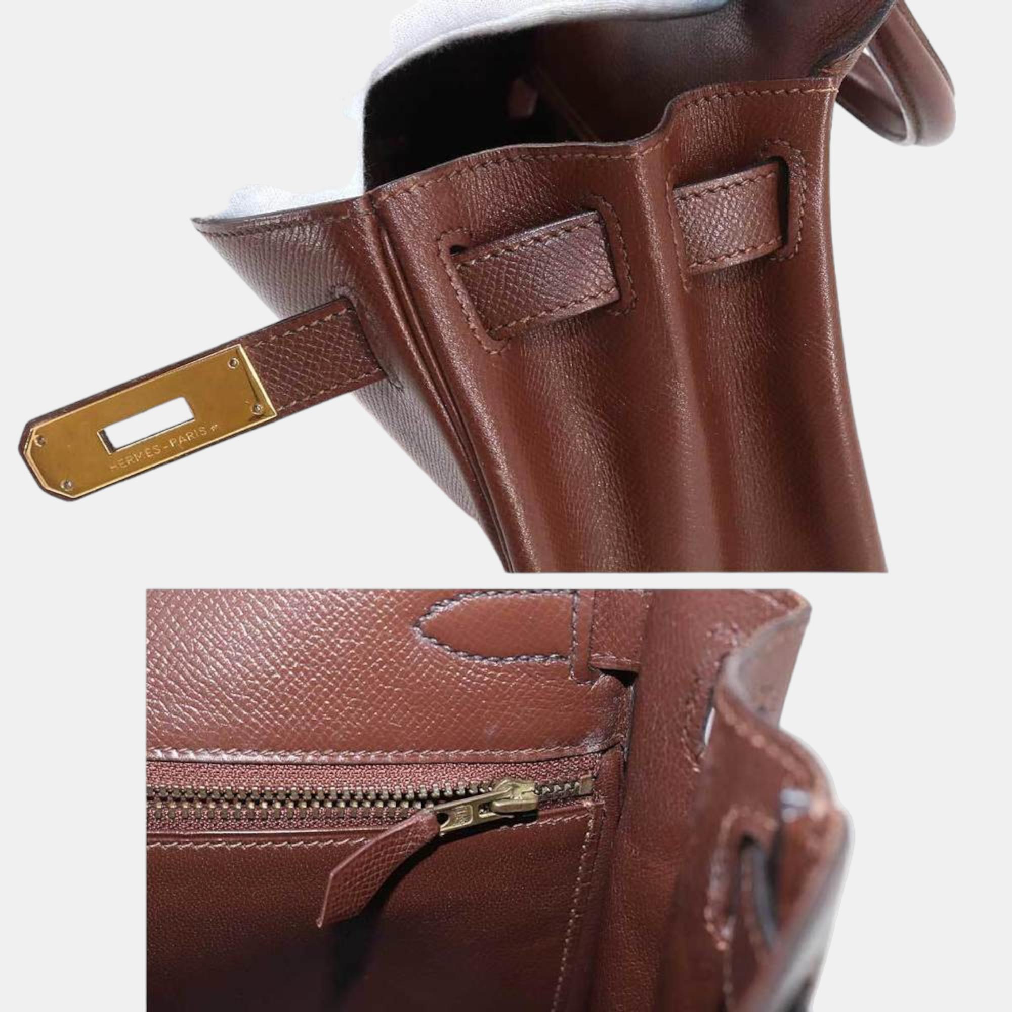 Hermes Kelly 28 2way Hand Shoulder Bag Couchevel Epson Havana U Stamp Inner Stitching Gold Hardware