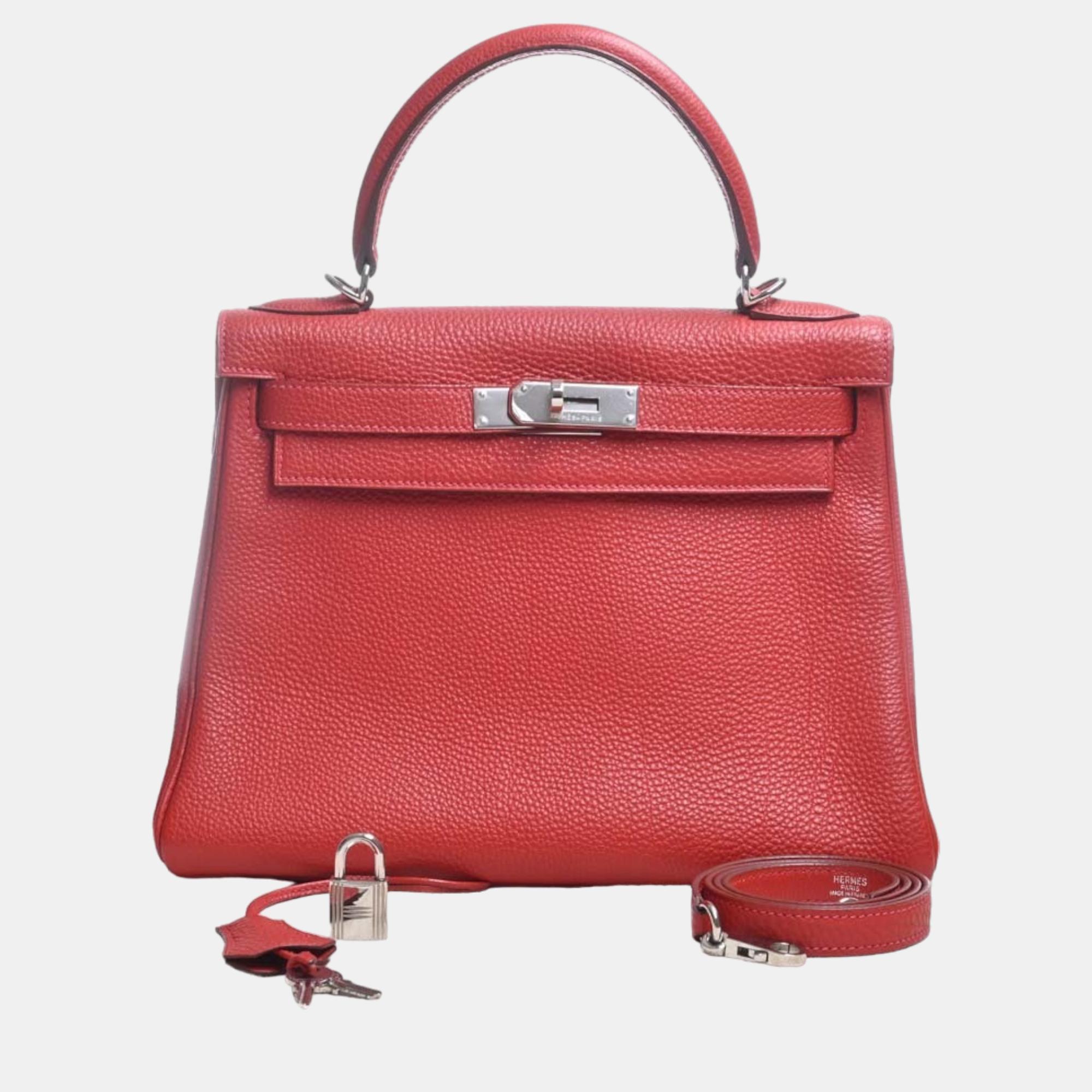 Hermes Togo Kelly 28 Handbag Red Ladies