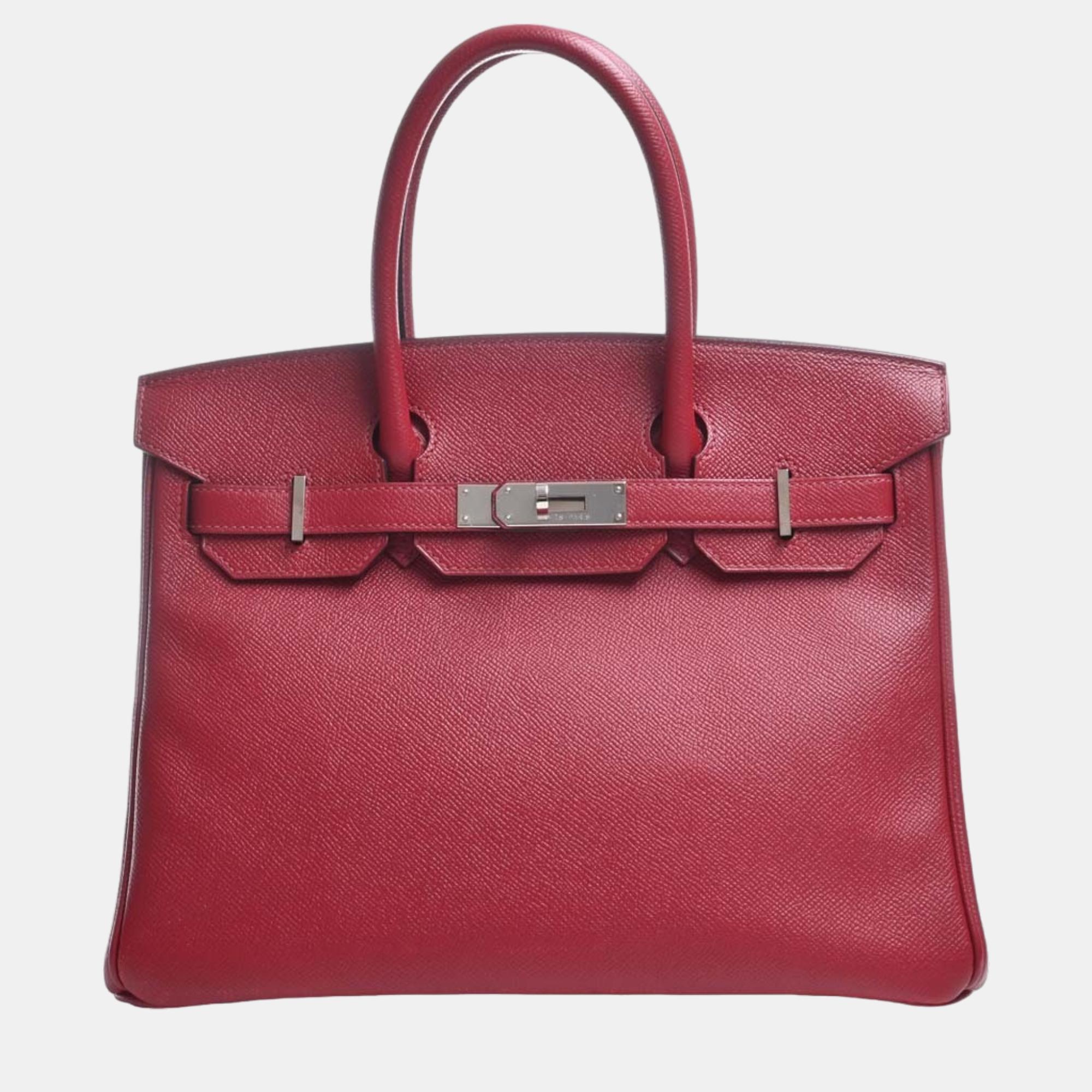 Hermes Vaux Epson Birkin 30 Handbag Red Ladies