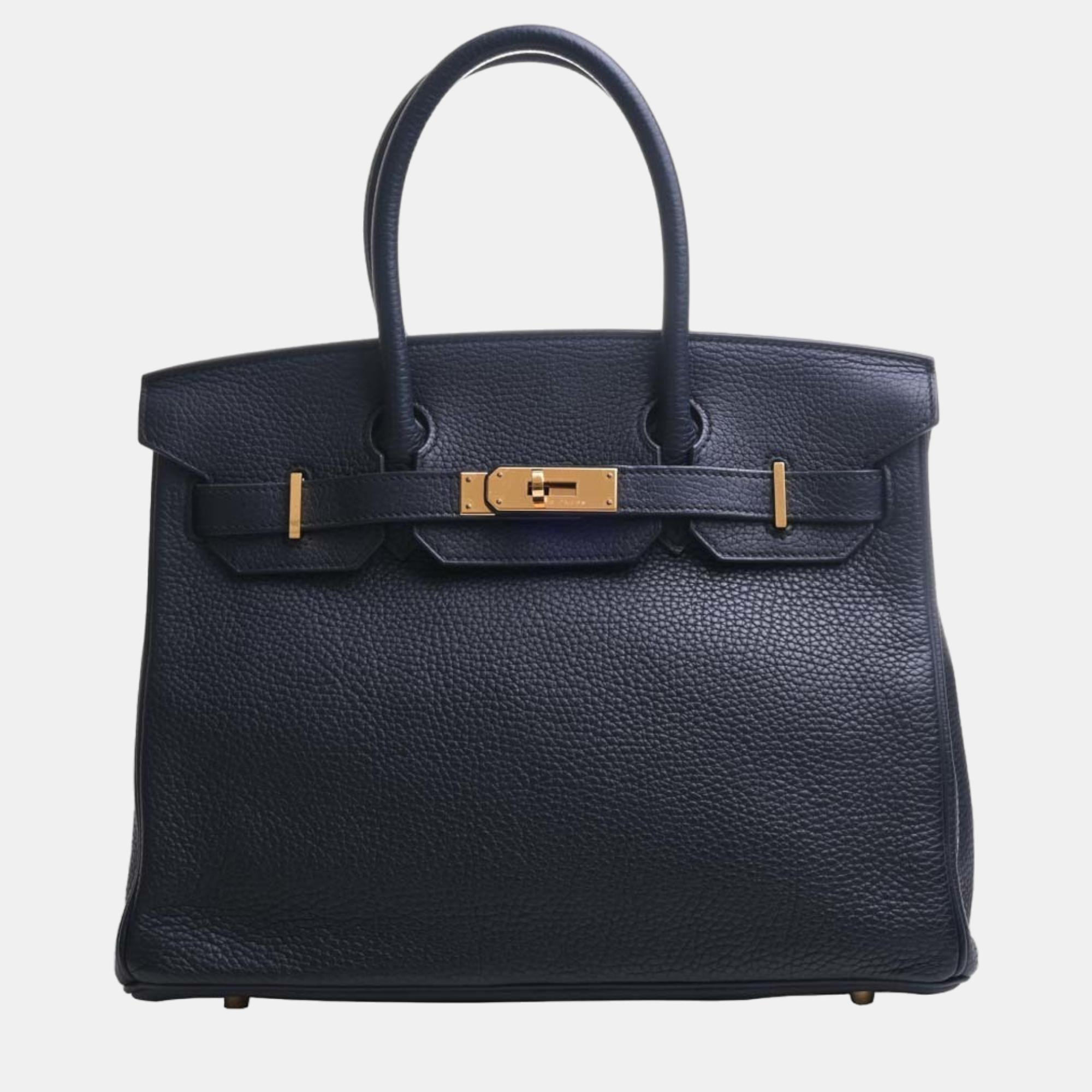 Hermes Togo Birkin 30 Handbag Navy Ladies