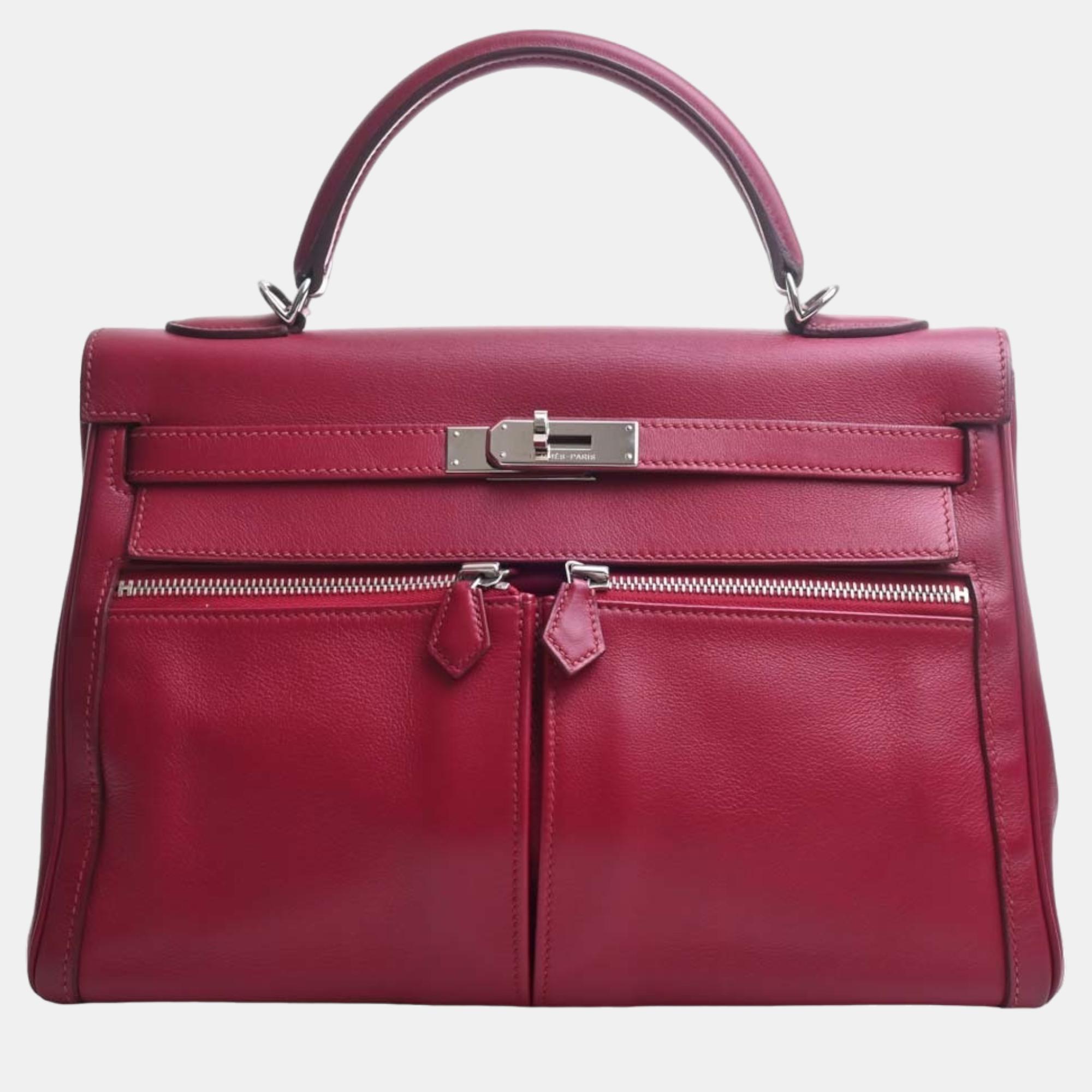 Hermes Swift Kelly Raki 32 Handbag Red Ladies